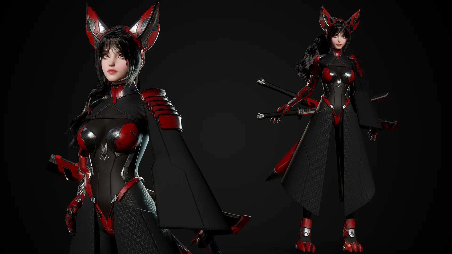 Cosmo Fox Girl Sci-fi Kitsune - Game Ready