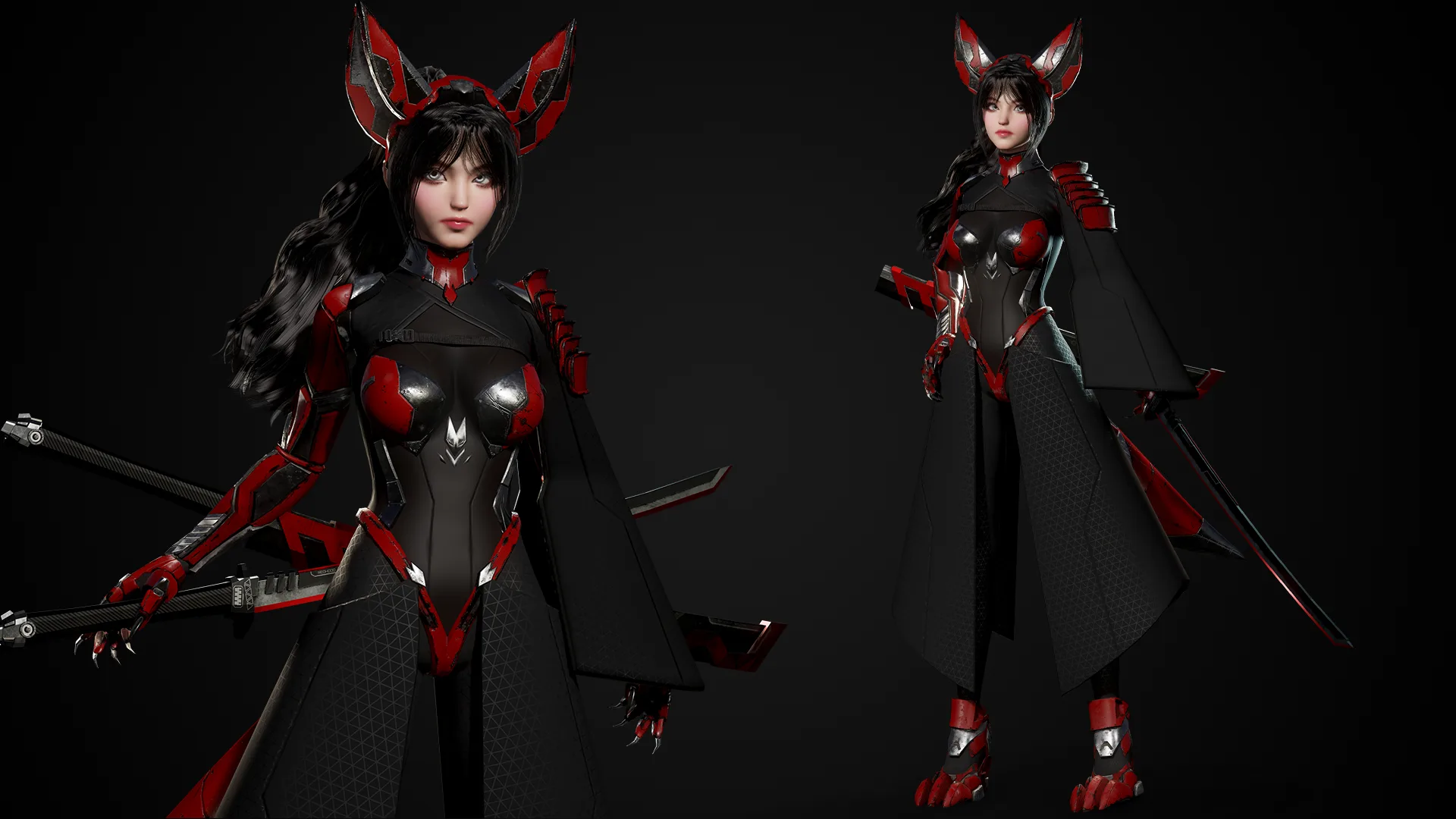 Cosmo Fox Girl Sci-fi Kitsune - Game Ready