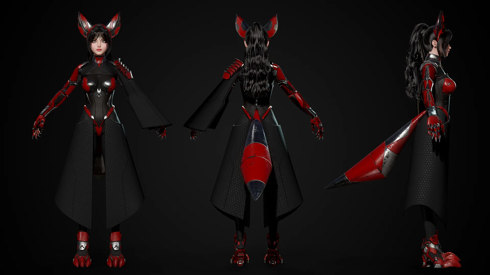 Cosmo Fox Girl Sci-fi Kitsune - Game Ready