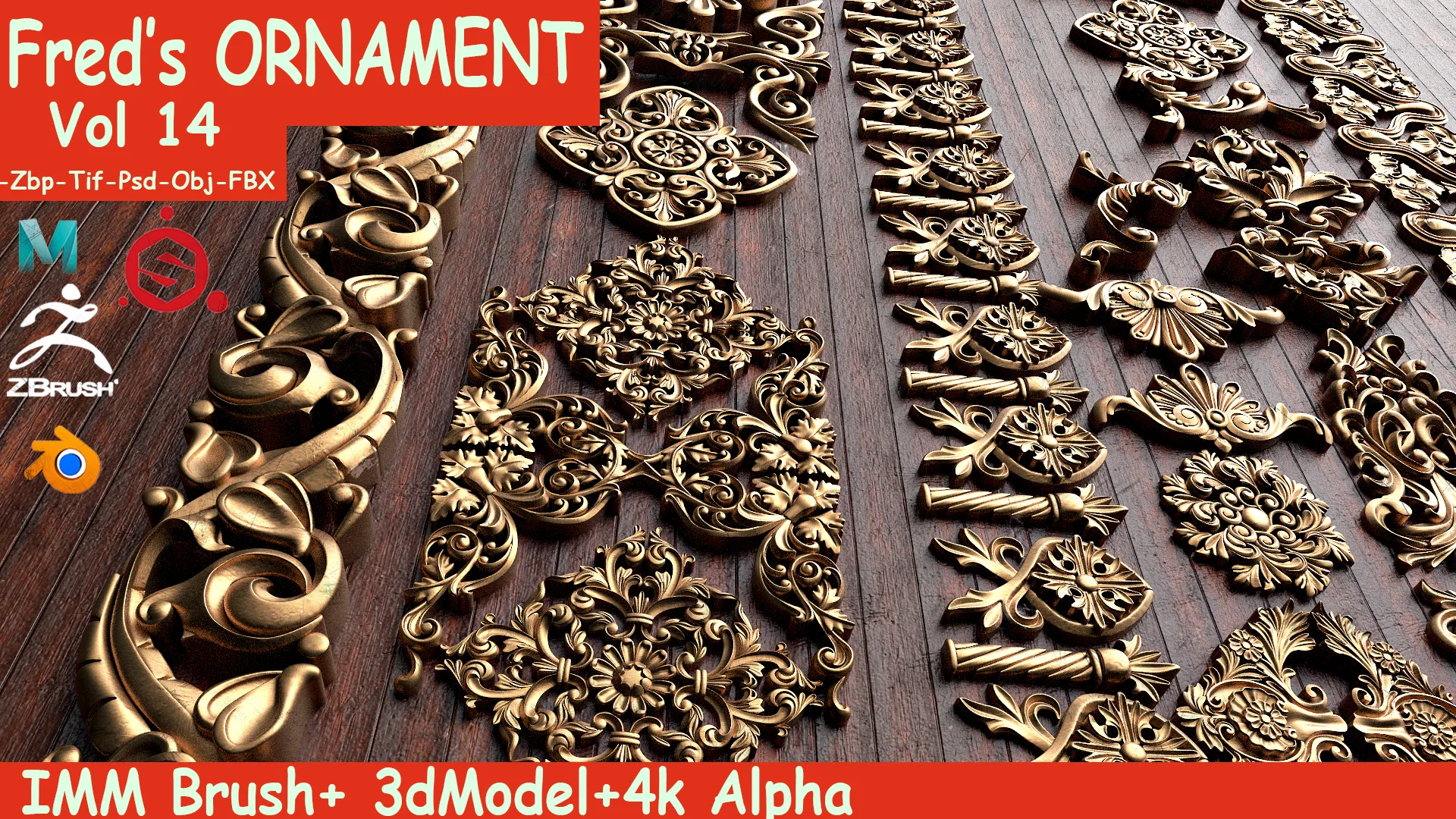 Fred's Ornament IMMBrush & 3dModels & 4KAlpha Vol 14