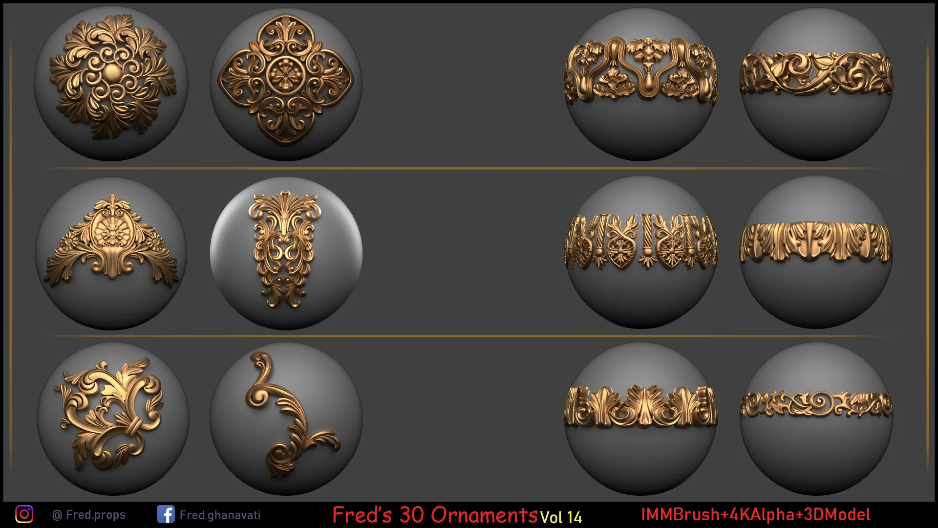 Fred's Ornament IMMBrush & 3dModels & 4KAlpha Vol 14