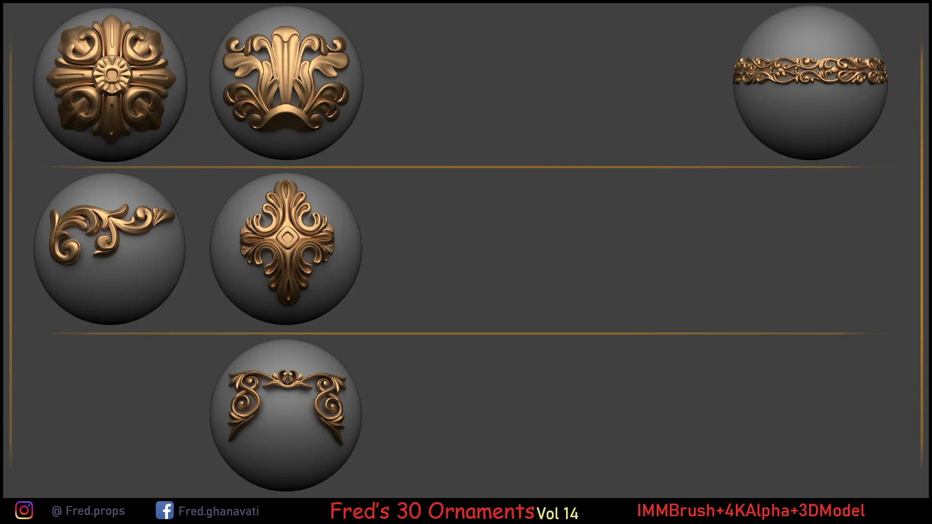 Fred's Ornament IMMBrush & 3dModels & 4KAlpha Vol 14