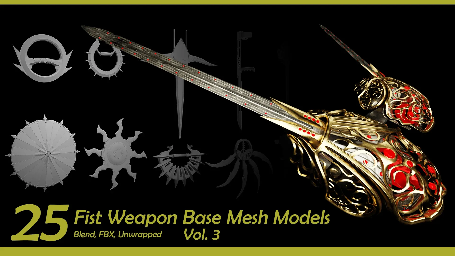 25 Fist Weapon Base Mesh Collection - Vol.03