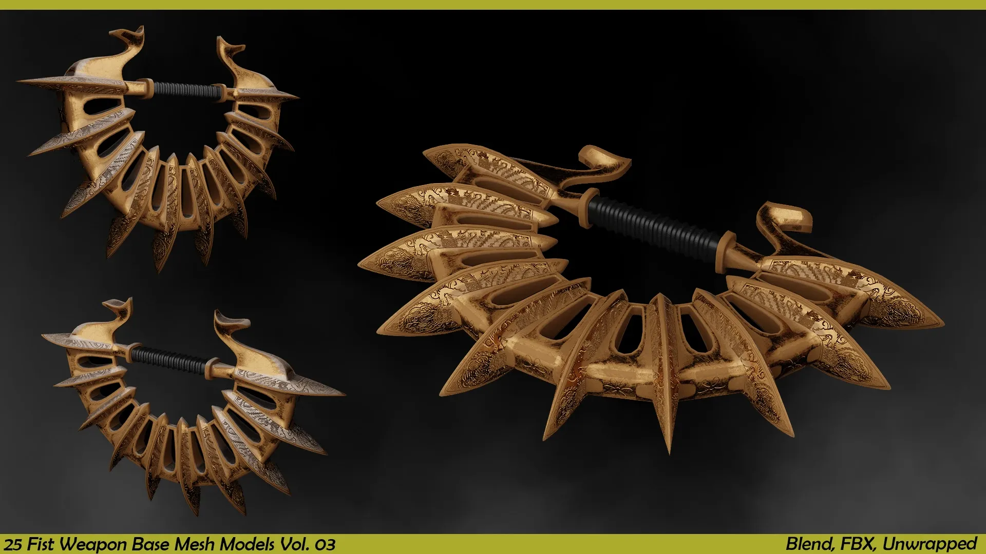 25 Fist Weapon Base Mesh Collection - Vol.03