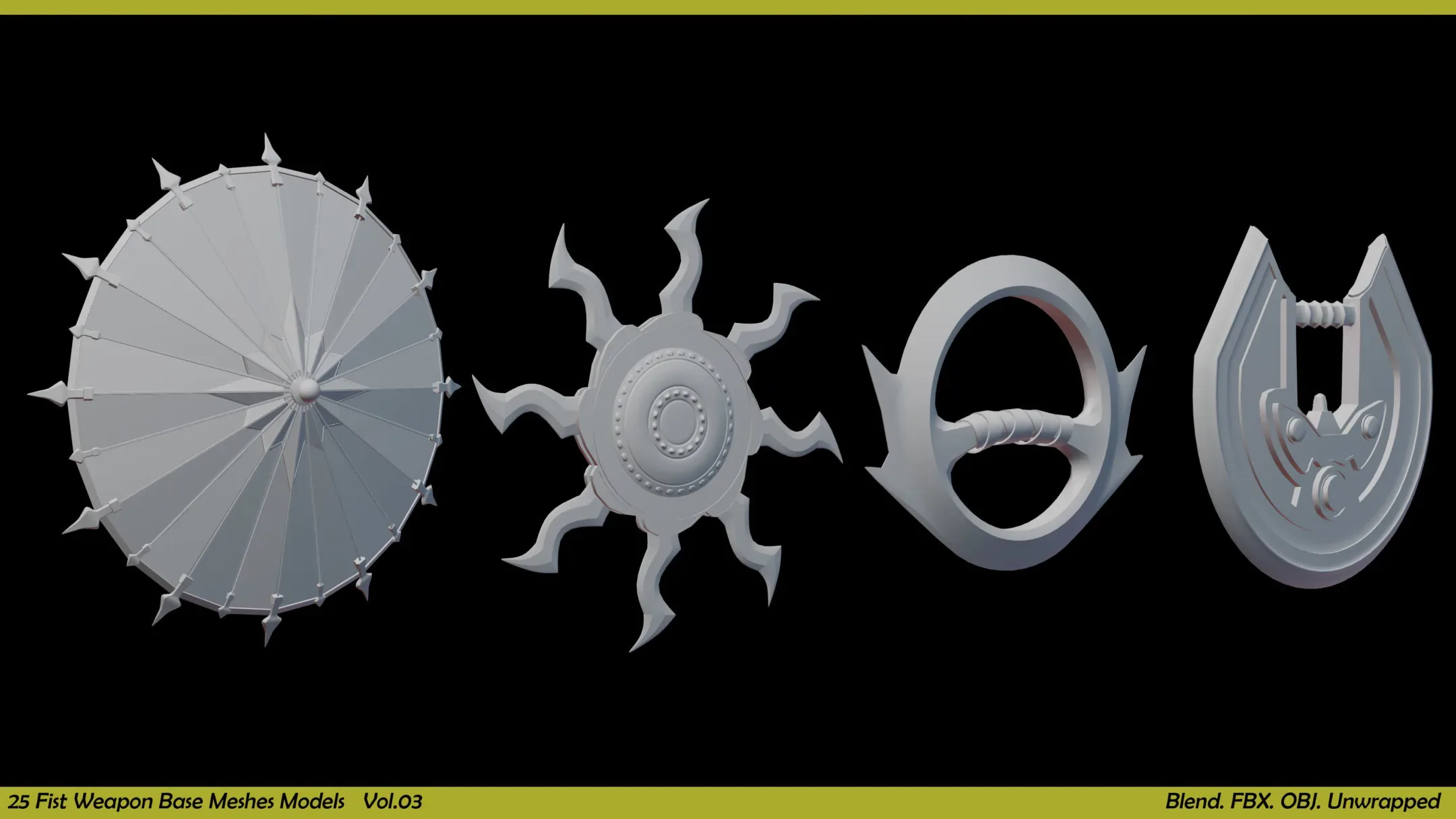 25 Fist Weapon Base Mesh Collection - Vol.03