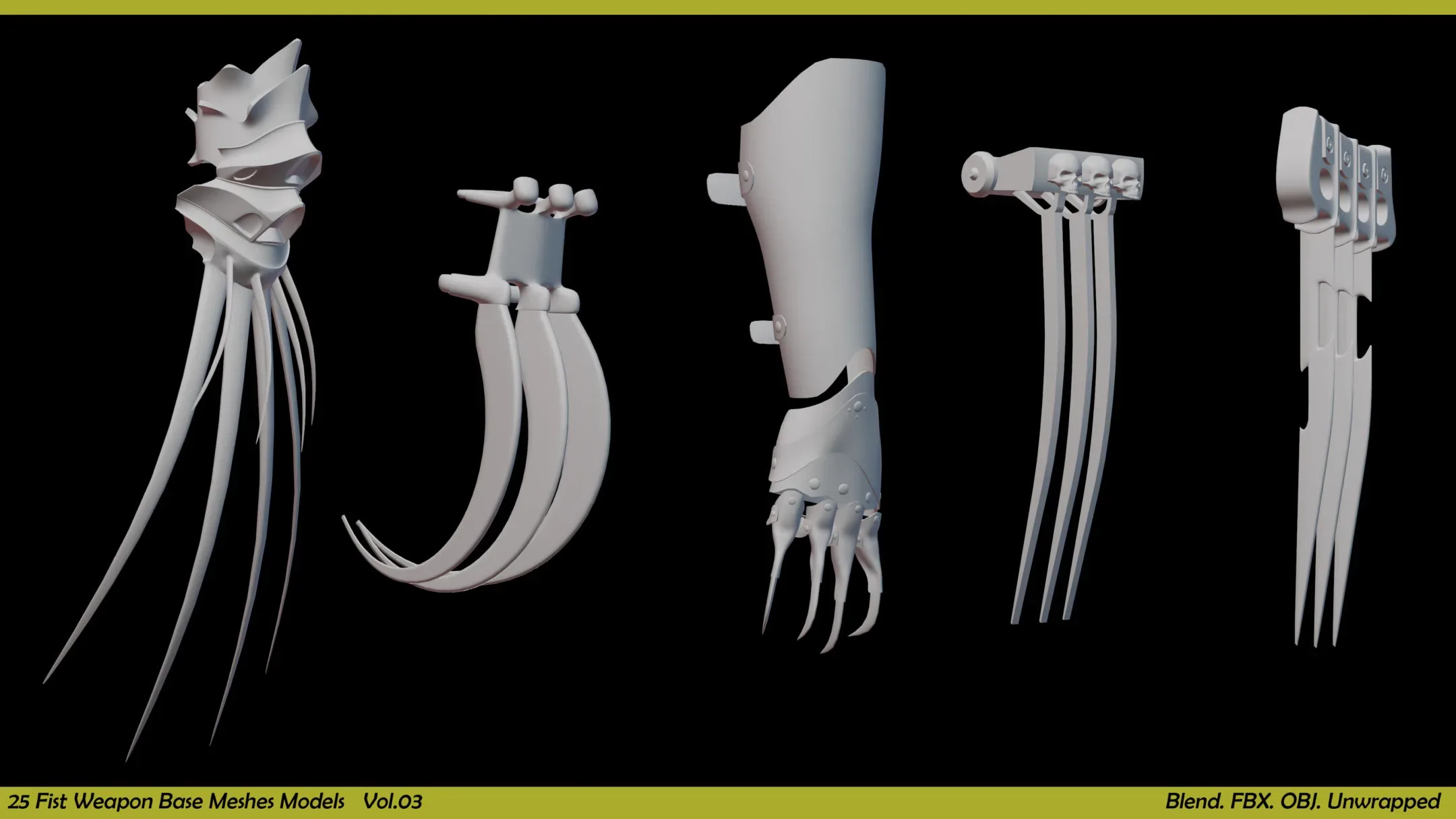 25 Fist Weapon Base Mesh Collection - Vol.03
