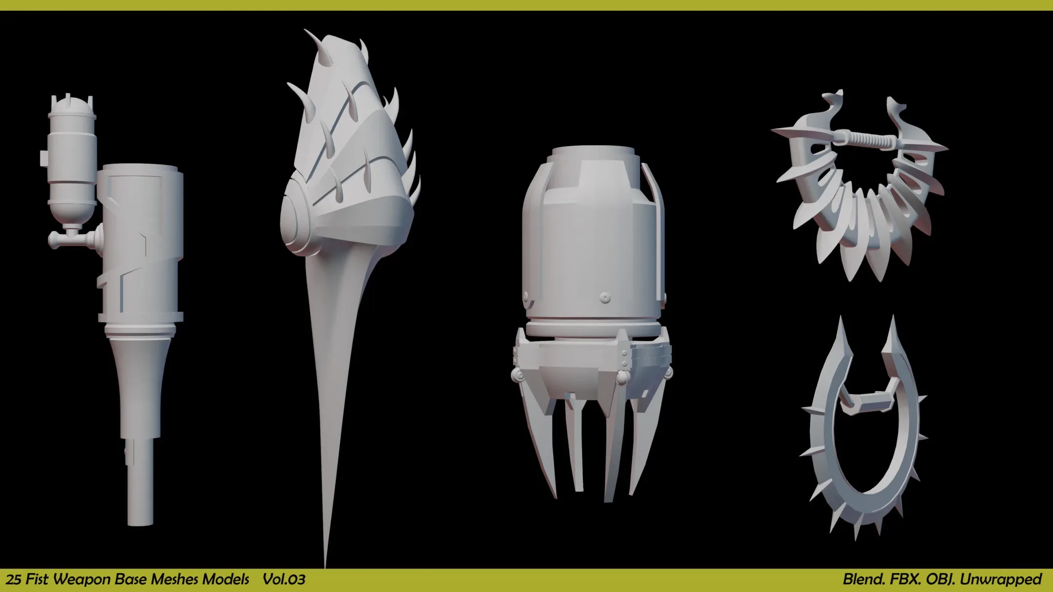 25 Fist Weapon Base Mesh Collection - Vol.03