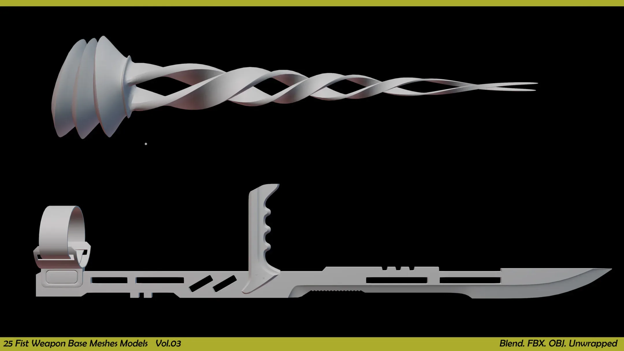 25 Fist Weapon Base Mesh Collection - Vol.03