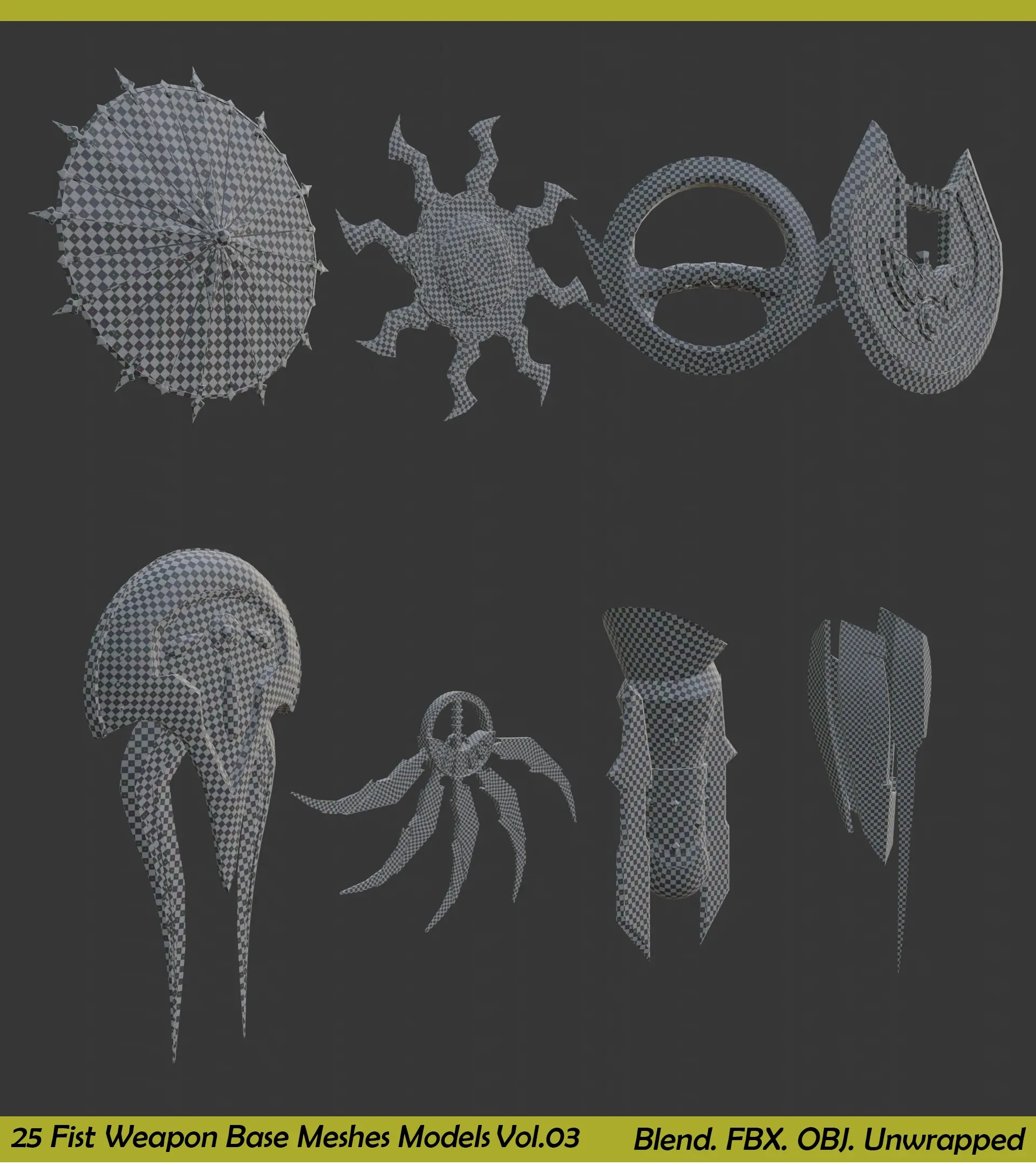 25 Fist Weapon Base Mesh Collection - Vol.03