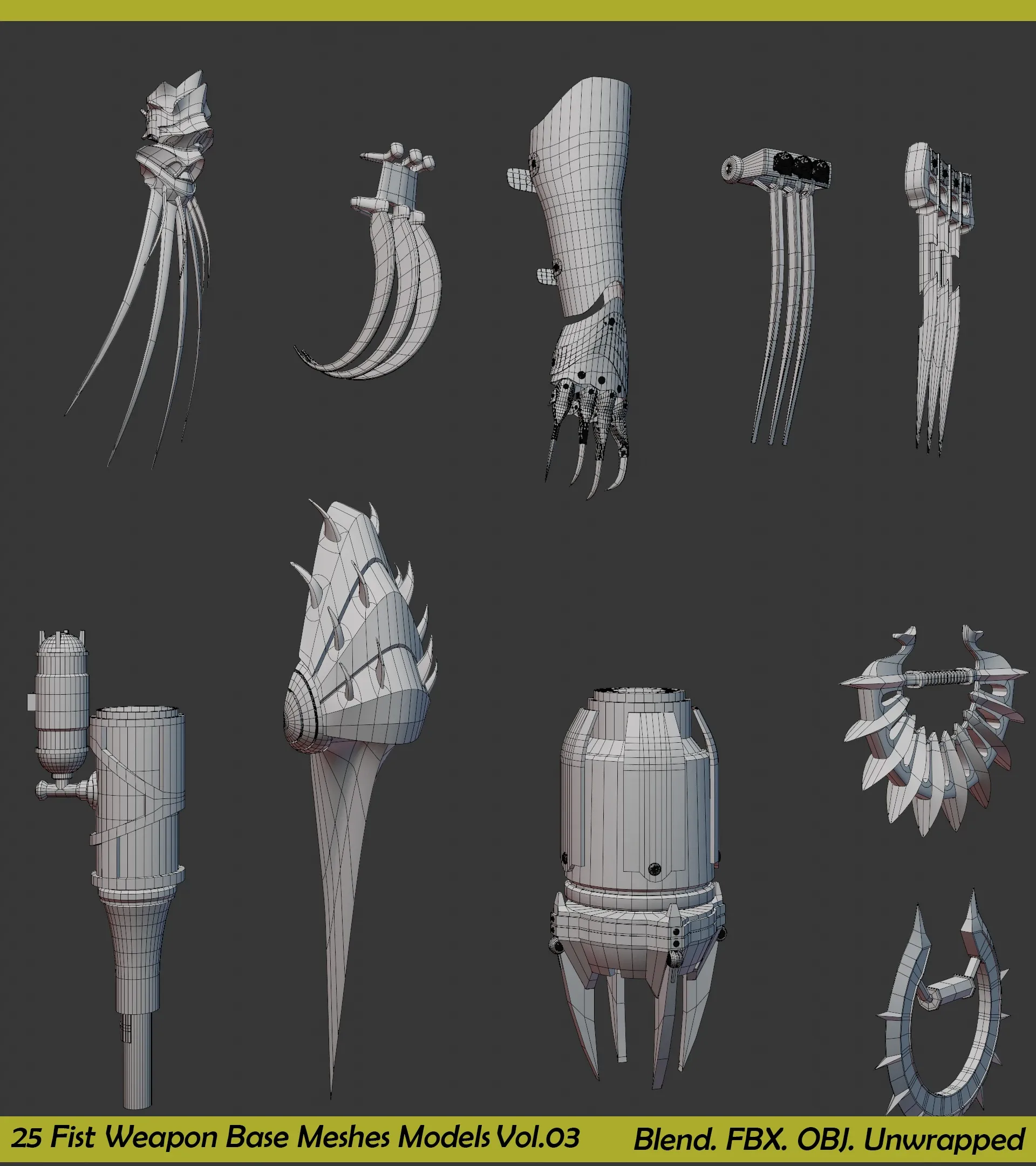 25 Fist Weapon Base Mesh Collection - Vol.03