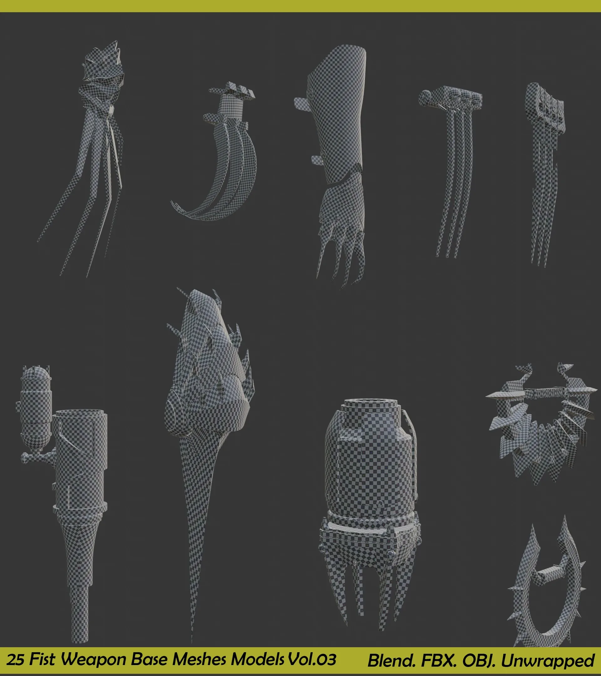 25 Fist Weapon Base Mesh Collection - Vol.03