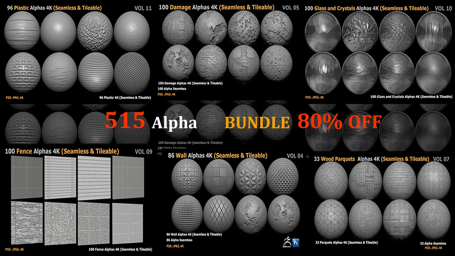 515 Alpha Bundle 80% OFF (Seamless & Tileable)