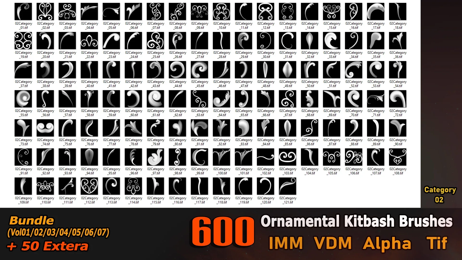 600 Ornamental Kitbash BRUSHES IMM/VDM/(Brush MEGA Pack)