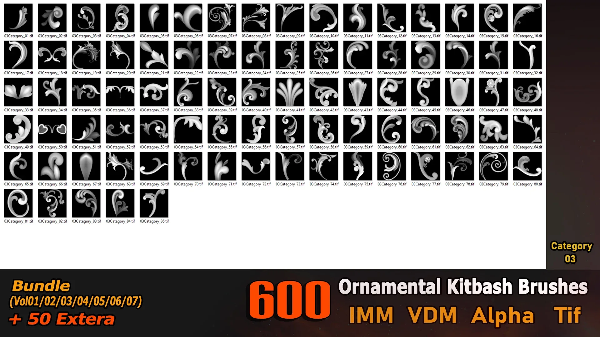 600 Ornamental Kitbash BRUSHES IMM/VDM/(Brush MEGA Pack)