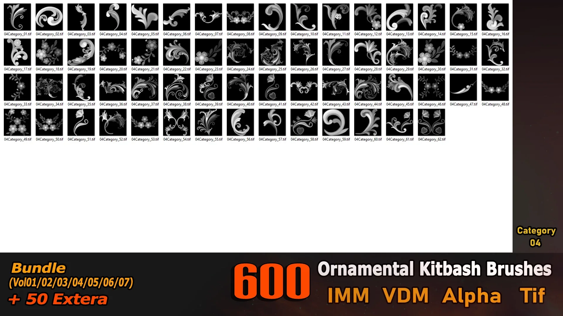 600 Ornamental Kitbash BRUSHES IMM/VDM/(Brush MEGA Pack)