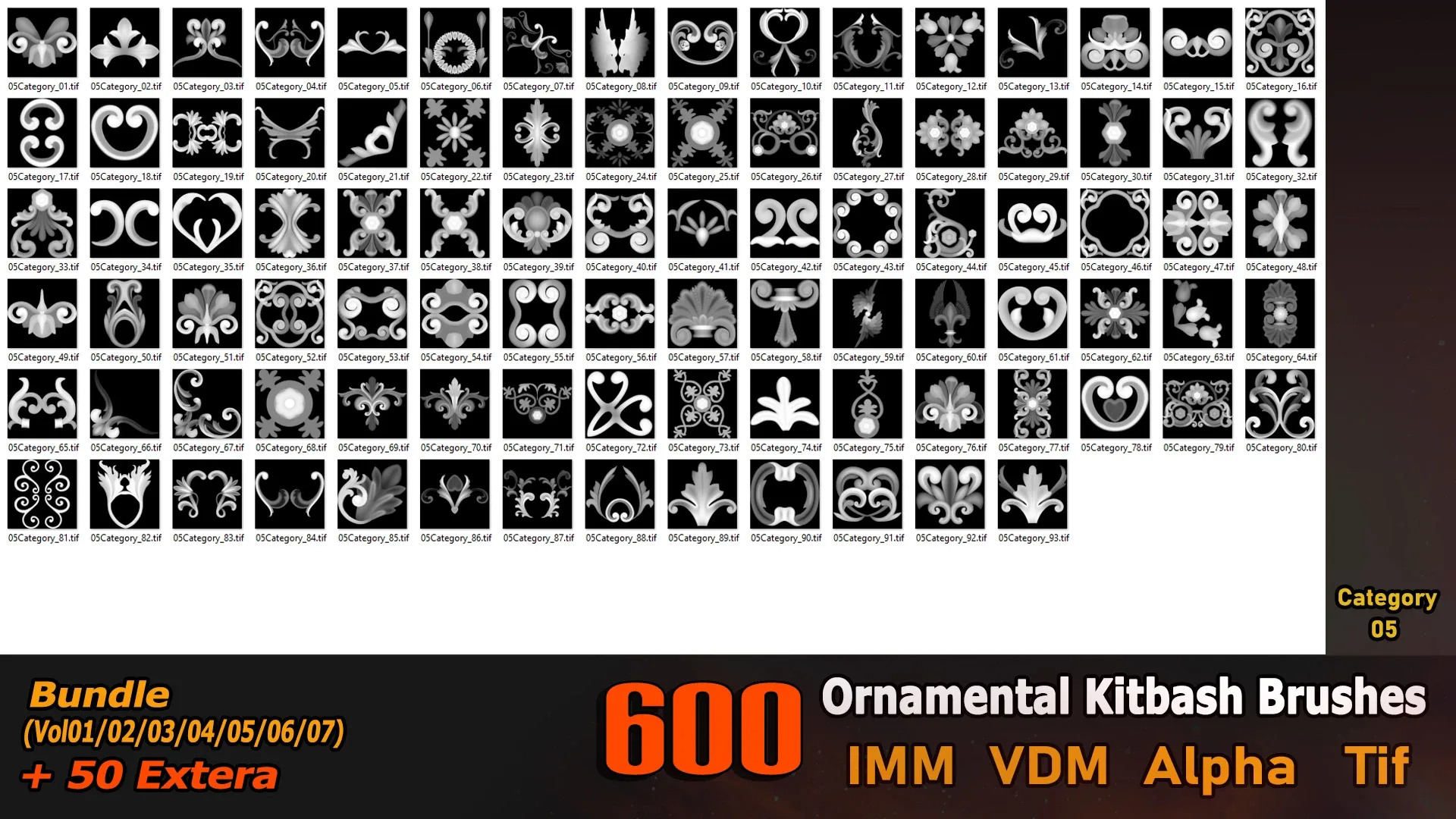 600 Ornamental Kitbash BRUSHES IMM/VDM/(Brush MEGA Pack)