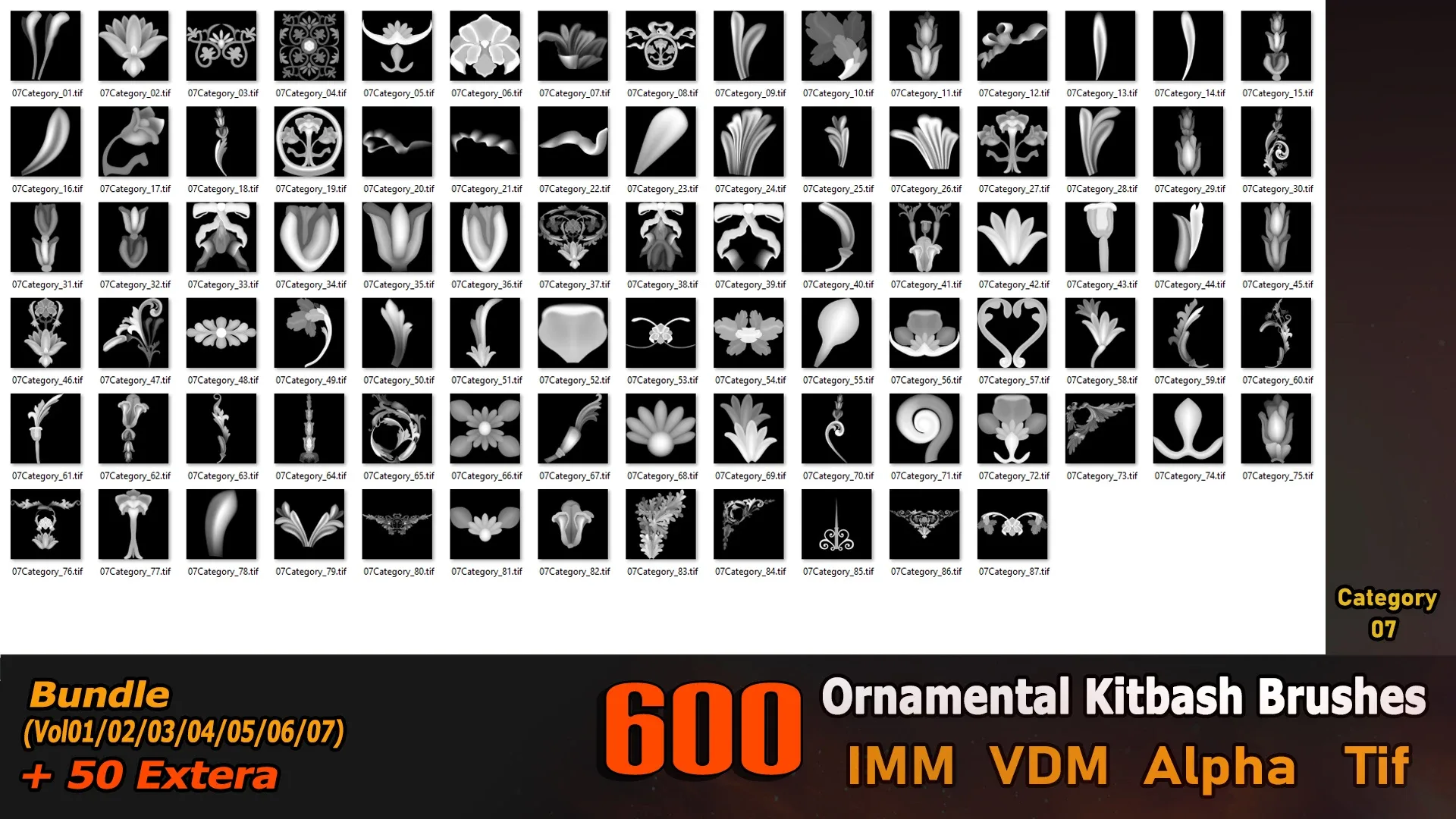 600 Ornamental Kitbash BRUSHES IMM/VDM/(Brush MEGA Pack)