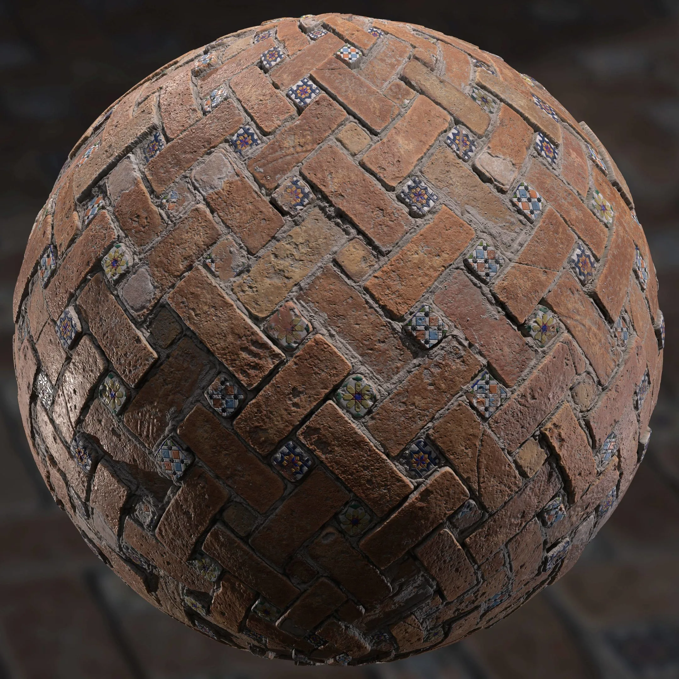 Clay Tile Floor Herringbone Bricks - Substance Designer