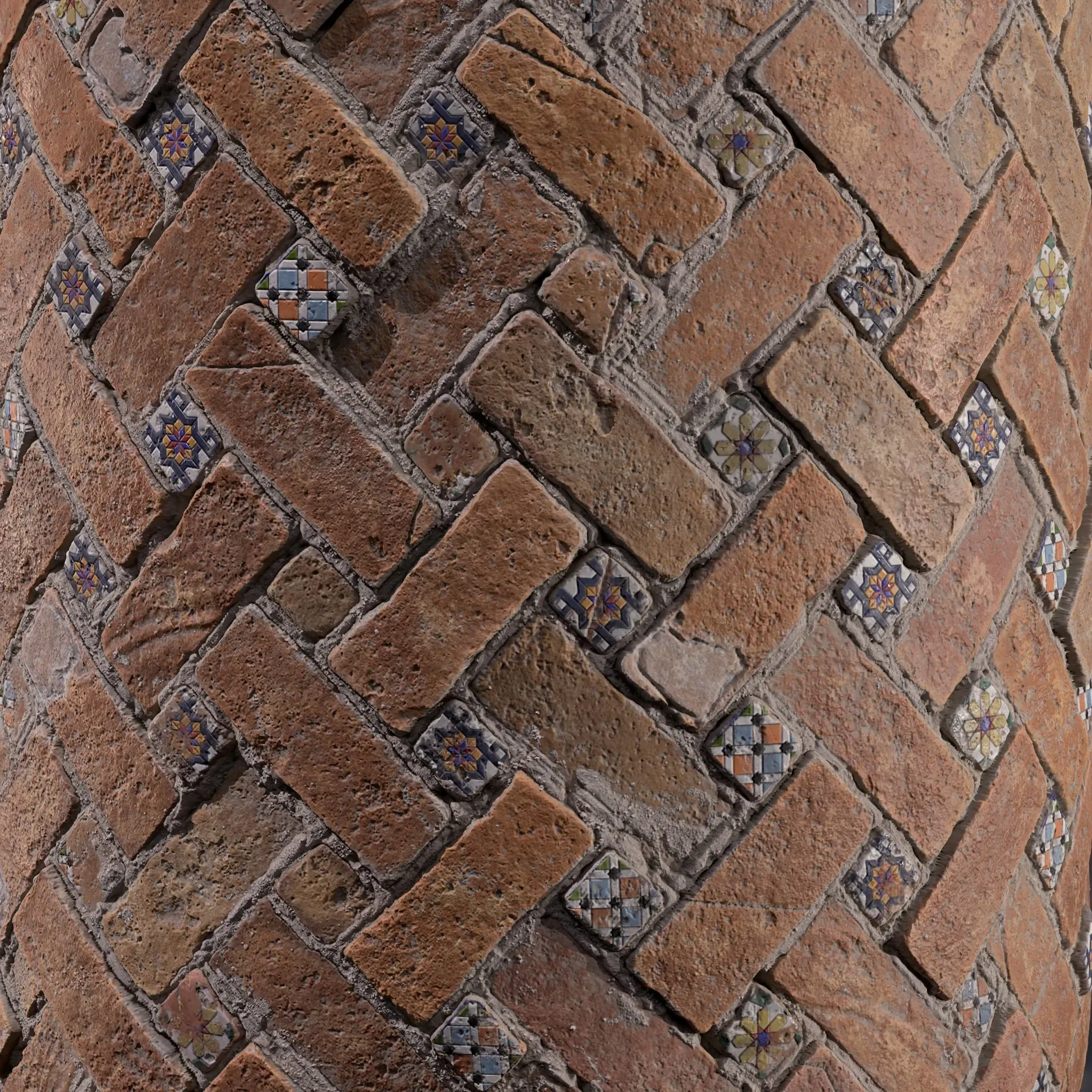 Clay Tile Floor Herringbone Bricks - Substance Designer