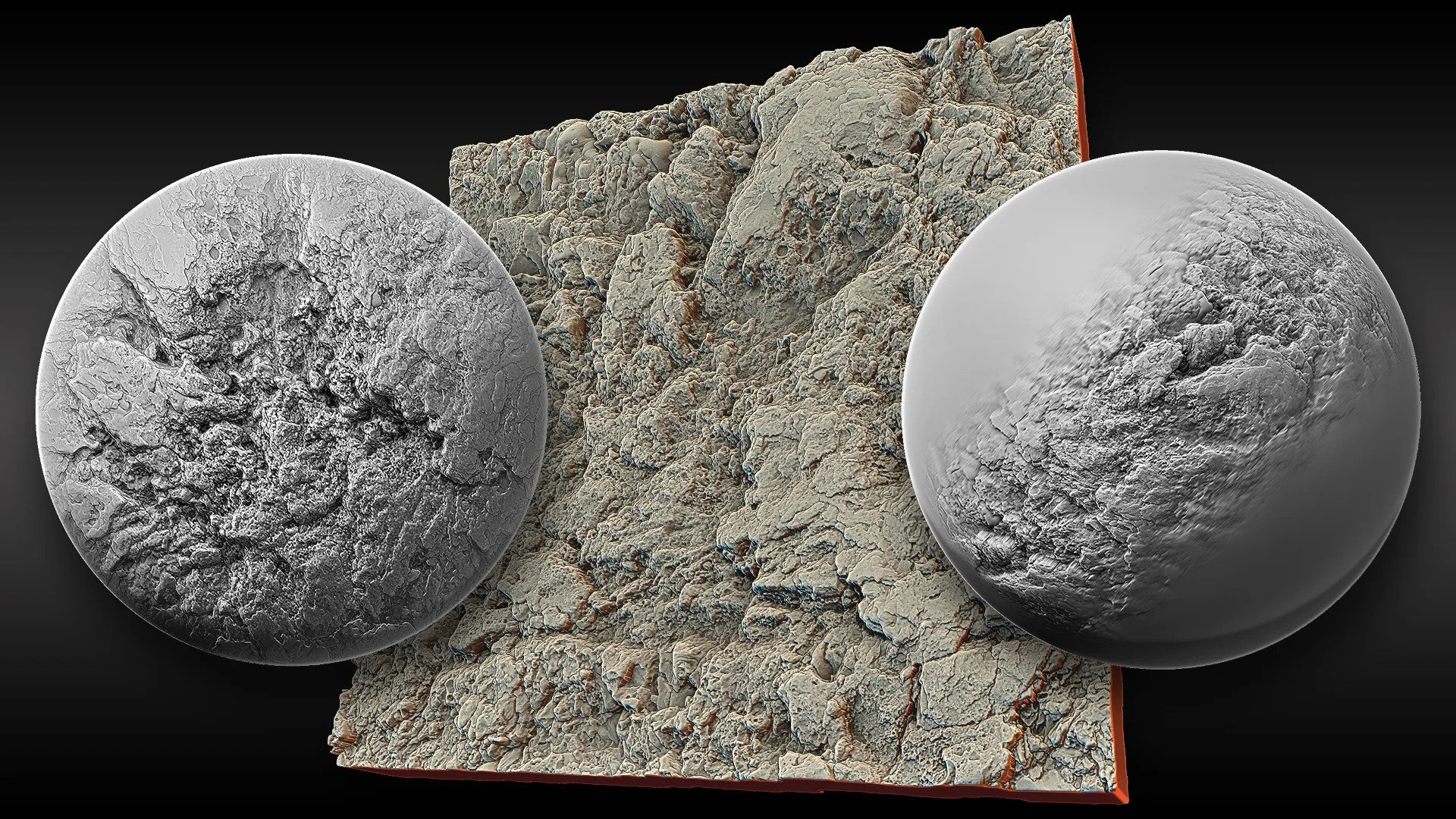 Ultra HQ Seamless Terrain / Rocks Sculpt brushes + Alpha/Height Maps Set Vol.9