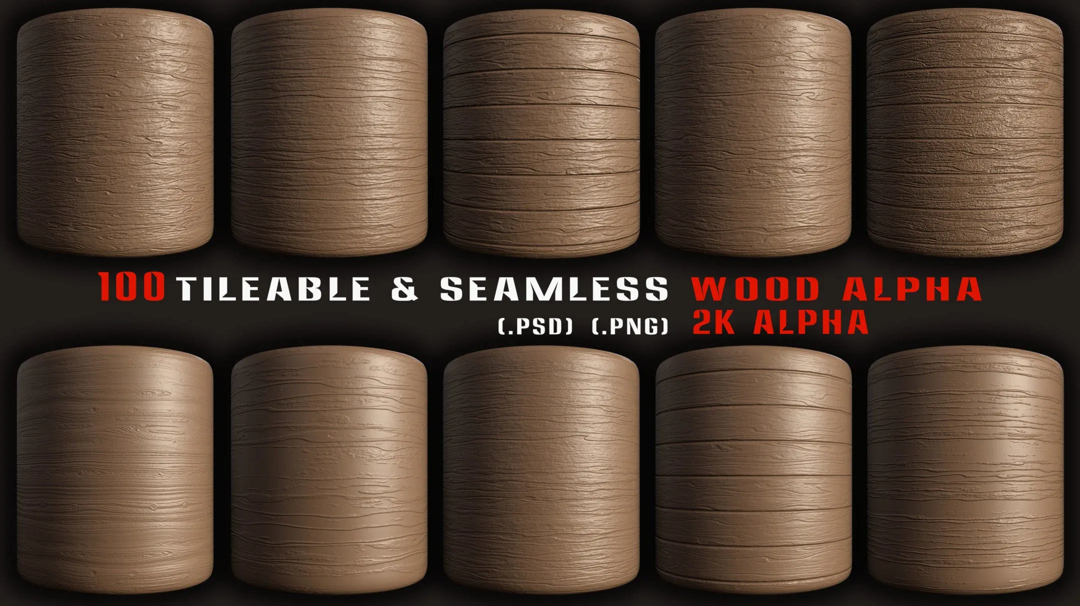 100 Tileable and Seamless Wood Alpha-Vol1