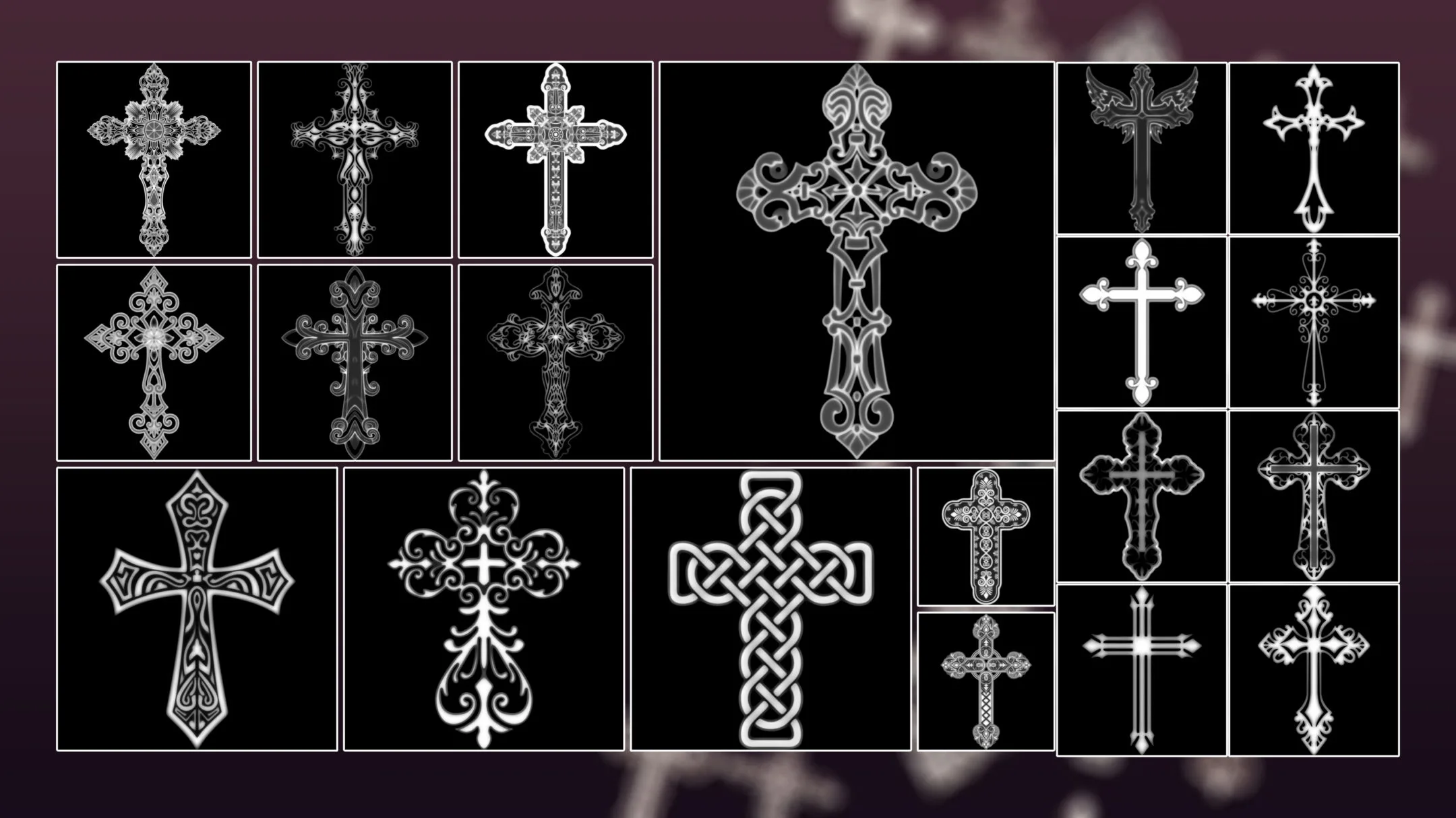 20 Christian cross 3D Model,alpha and brush