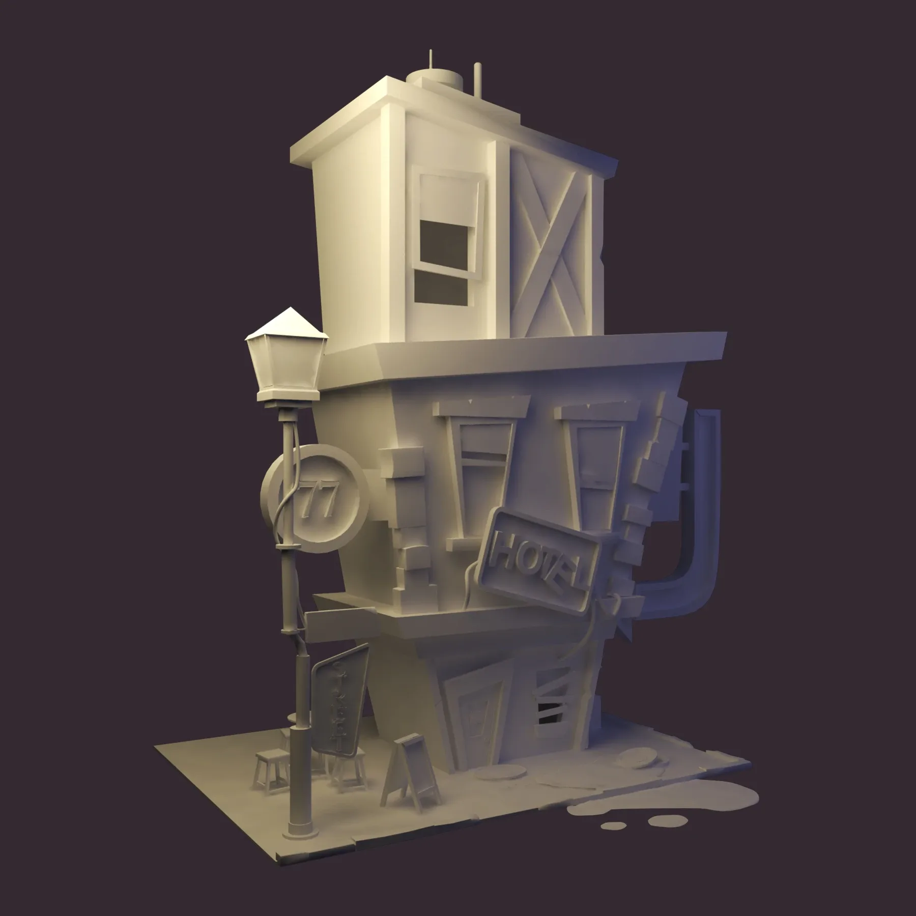 Coffeshop Street and hotel 3D