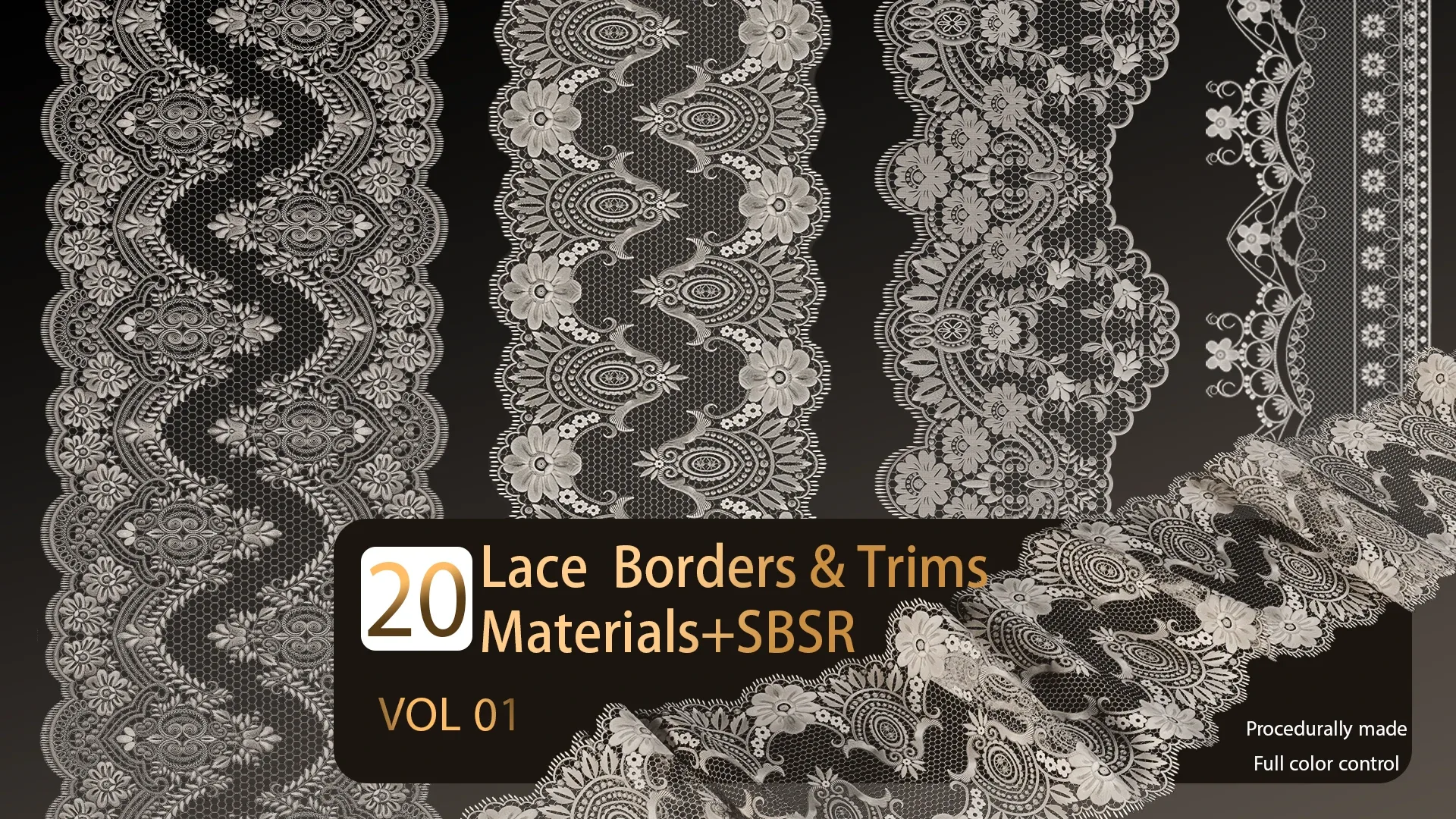 20 Lace Borders and Trims Materials SBSAR-VOL01 Texture