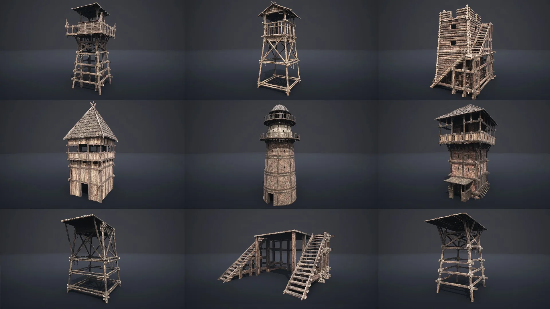 WATCHTOWER PLATFORM MEDIEVAL SLAVIC TOWER VILLAGE COLLECTION AAA