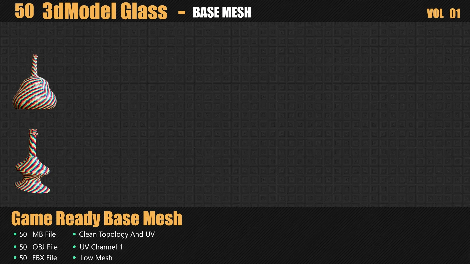 50 3D Glass Models Base Mesh In Maya
