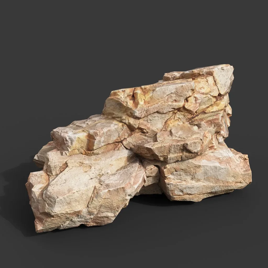 Low Poly Yellow Rock Formation 221219 - Ultra HD 16K Texture