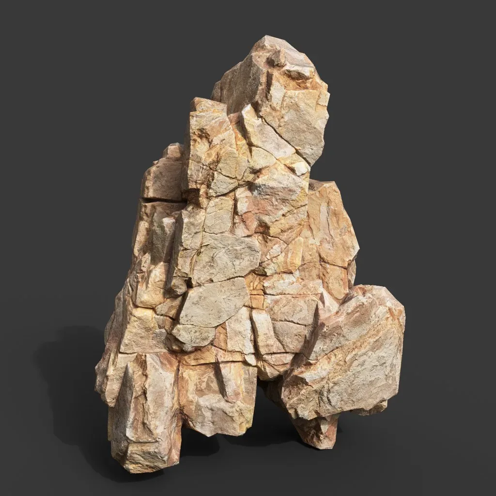 Low Poly Yellow Rock Formation 221219 - Ultra HD 16K Texture