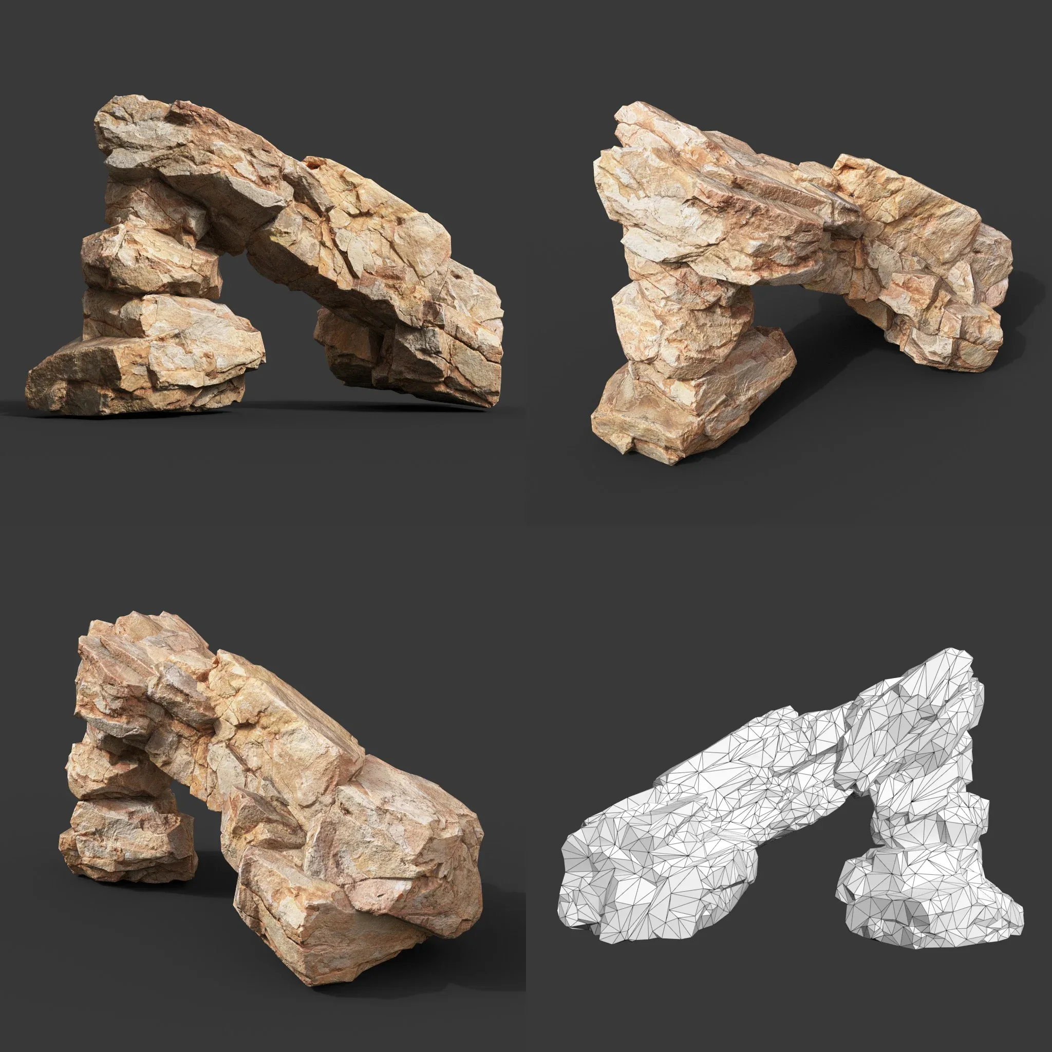 Low Poly Yellow Rock Formation 221219 - Ultra HD 16K Texture