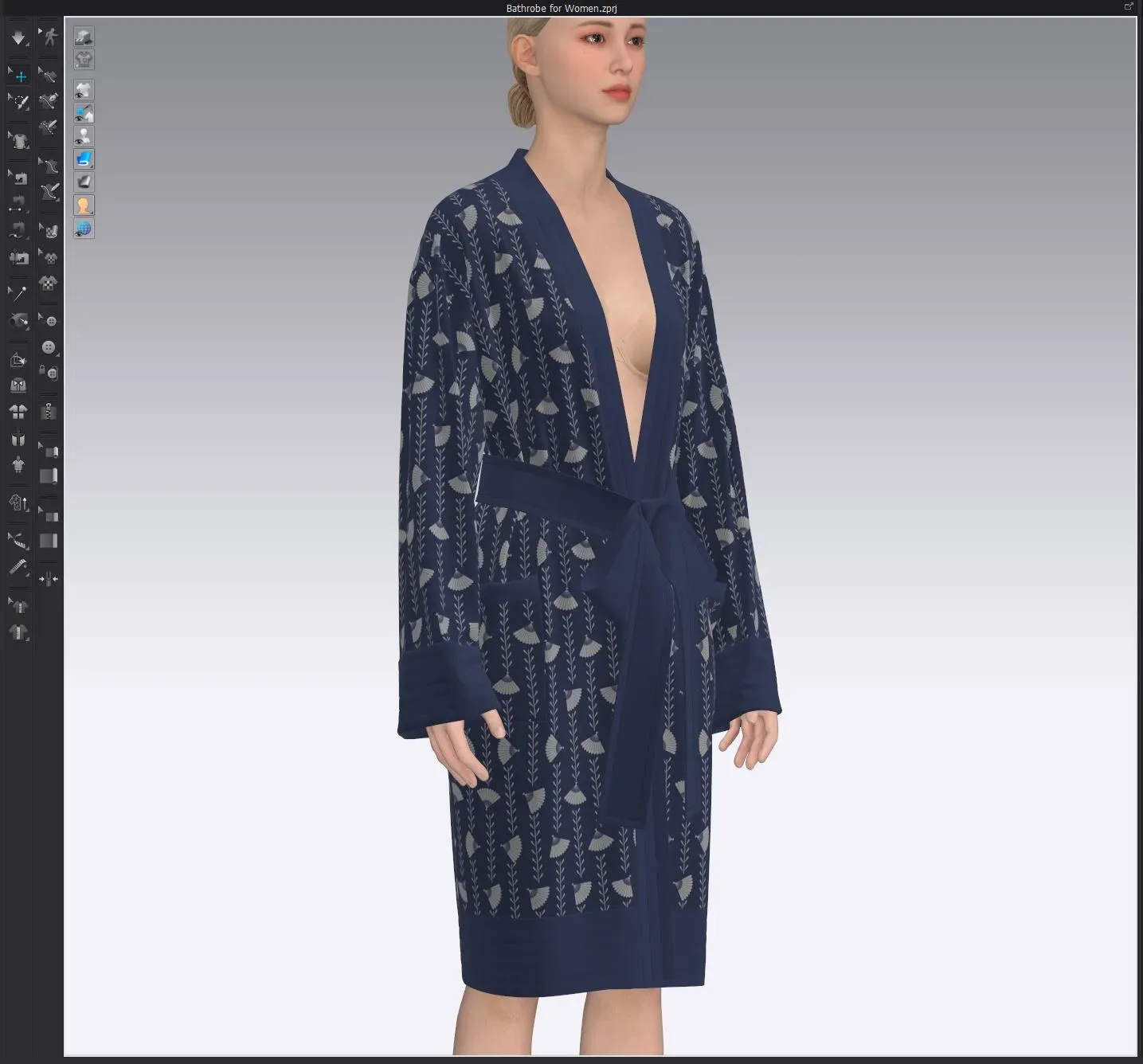 Bathrobe for Women, marvelous designer,clo3d