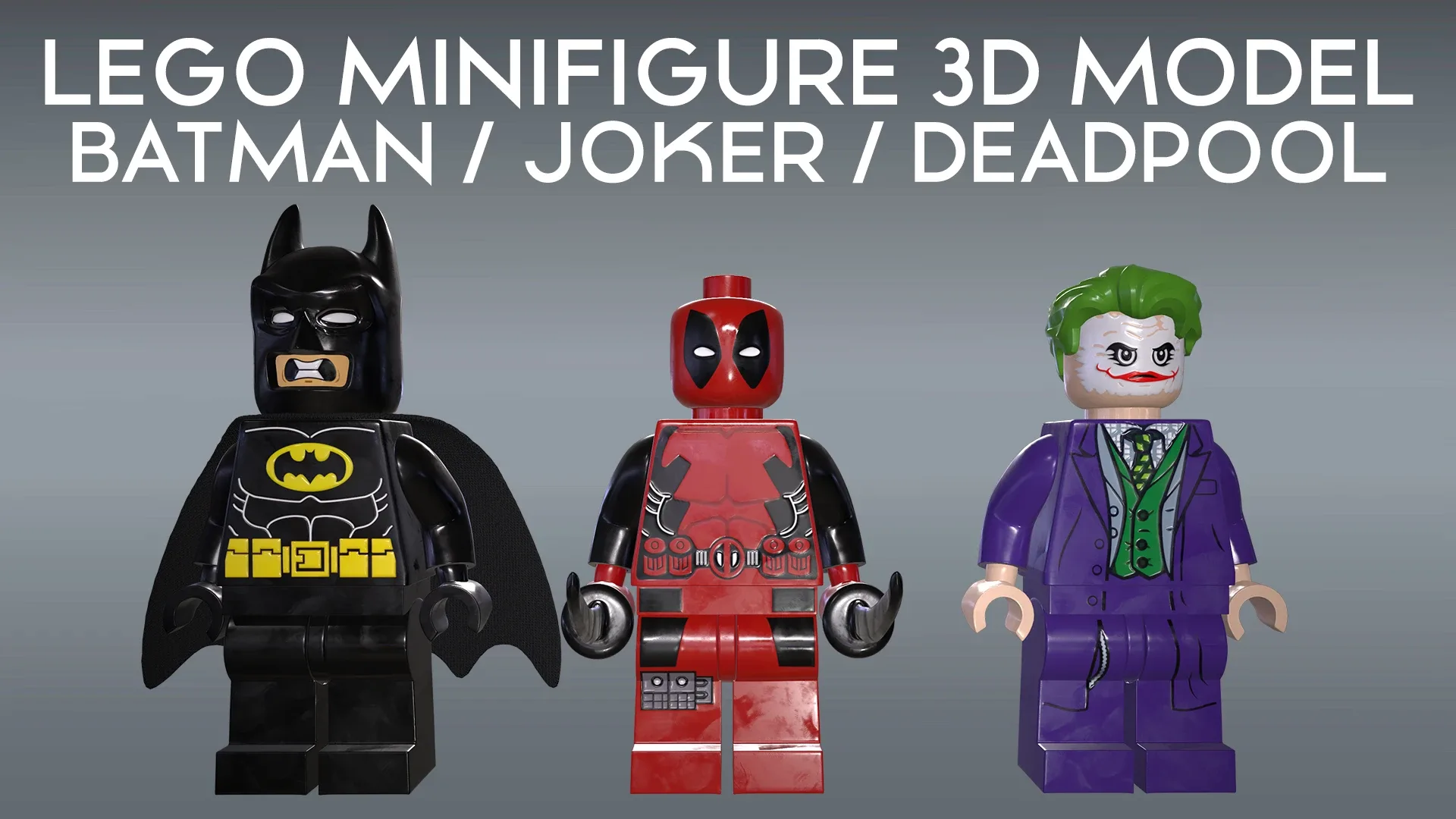 LEGO Minifigure 3D model - Batman / Joker / Deadpool