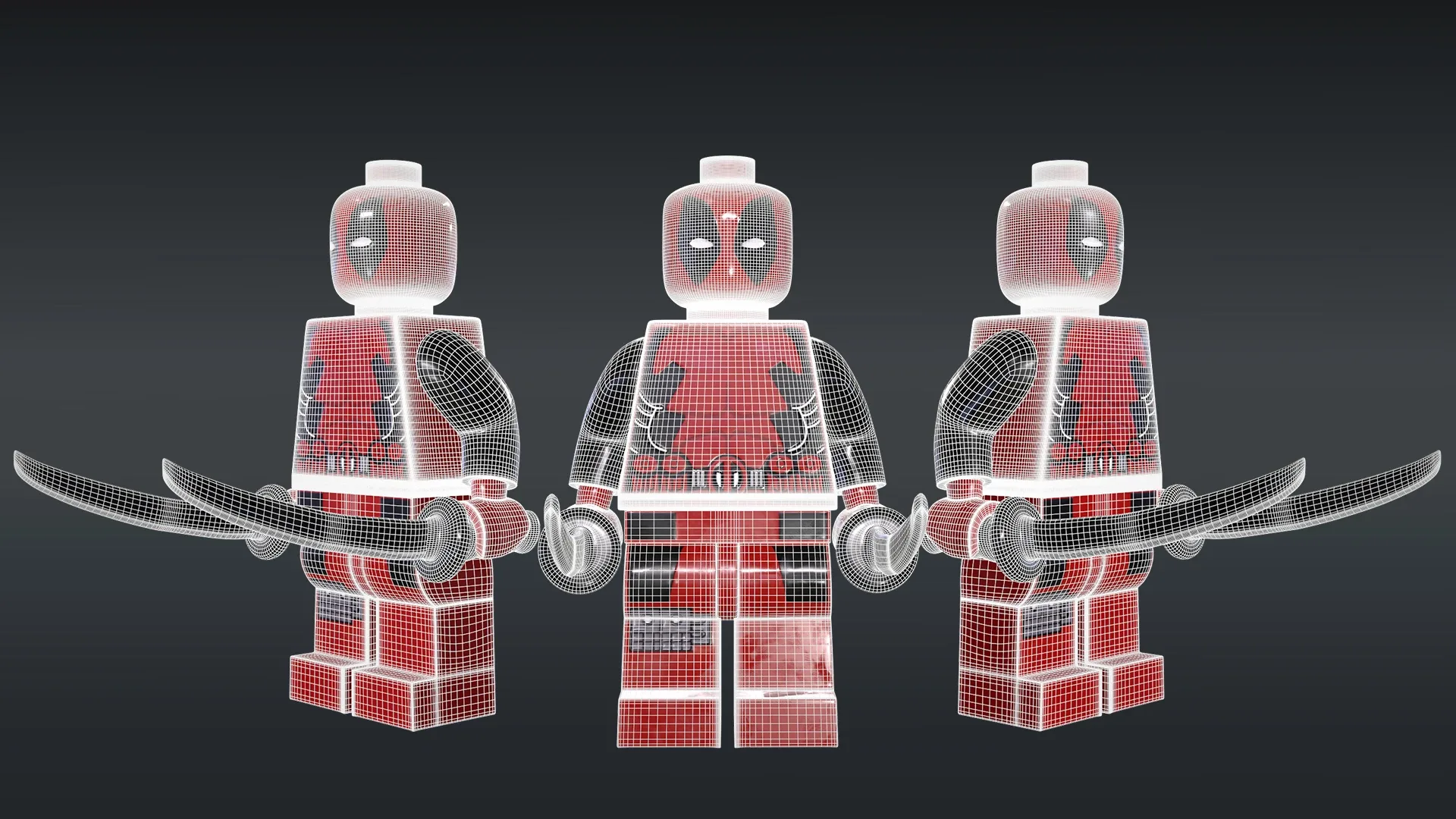 LEGO Minifigure 3D model - Batman / Joker / Deadpool