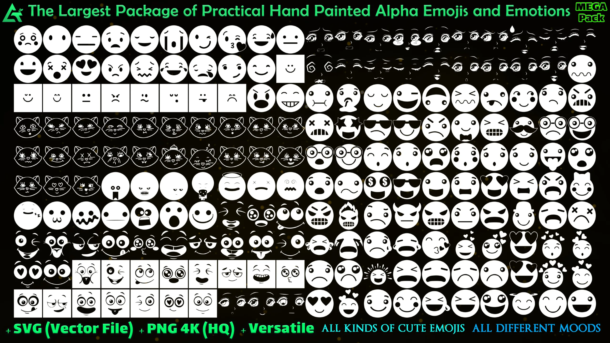 1500 Hand Painted Alpha Emojis and Emotions for Graffiti &amp; Design (MEGA Pack) - Vol 22