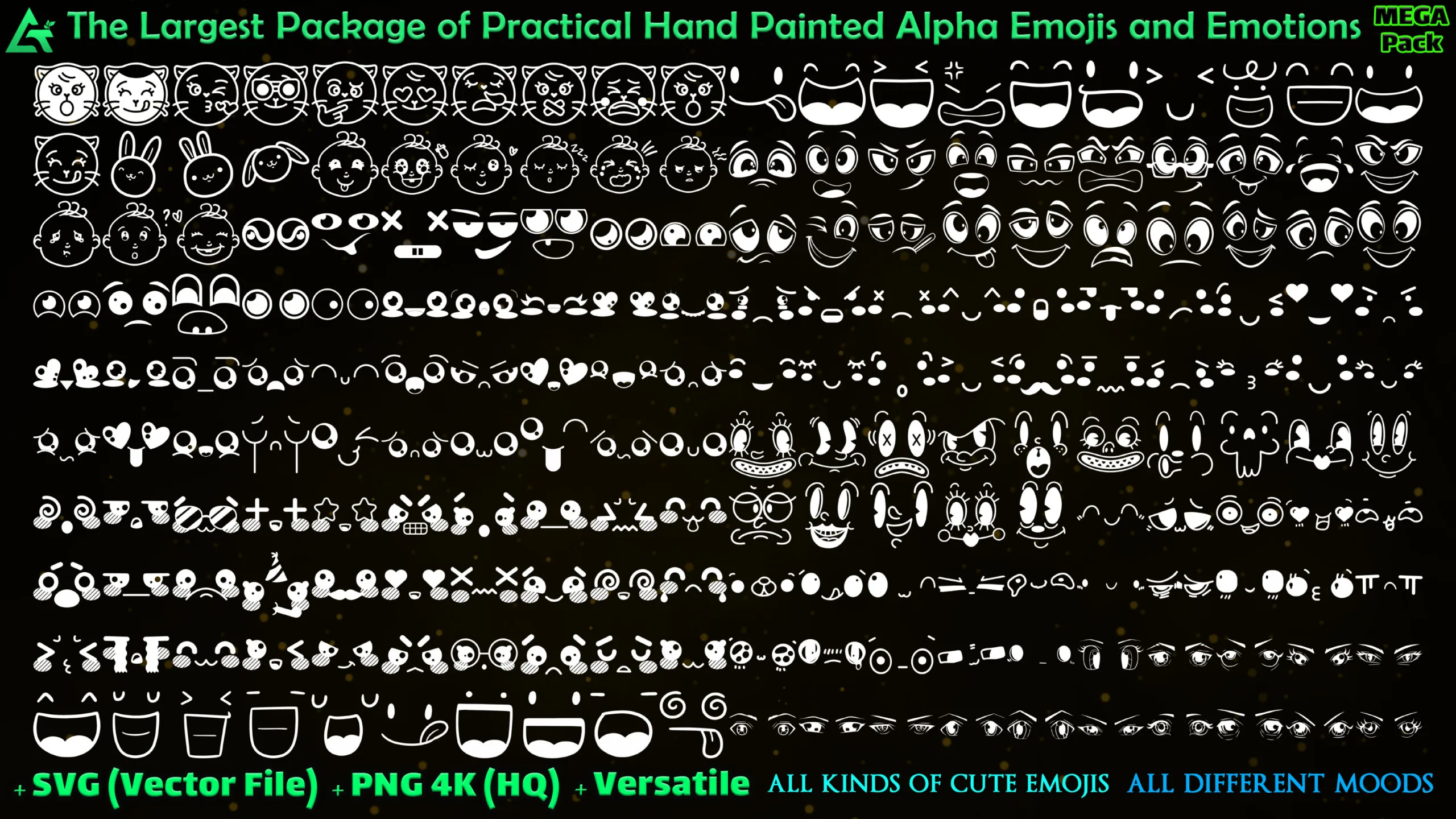 1500 Hand Painted Alpha Emojis and Emotions for Graffiti &amp; Design (MEGA Pack) - Vol 22