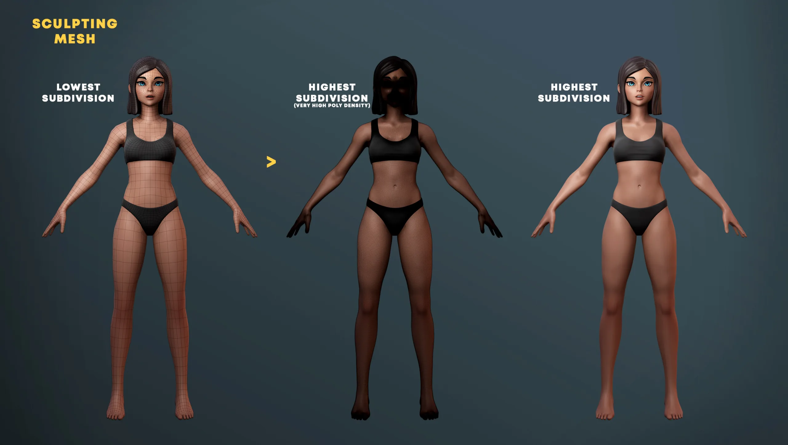 Stylized Anime Girl Full-body Game Model & Basemesh