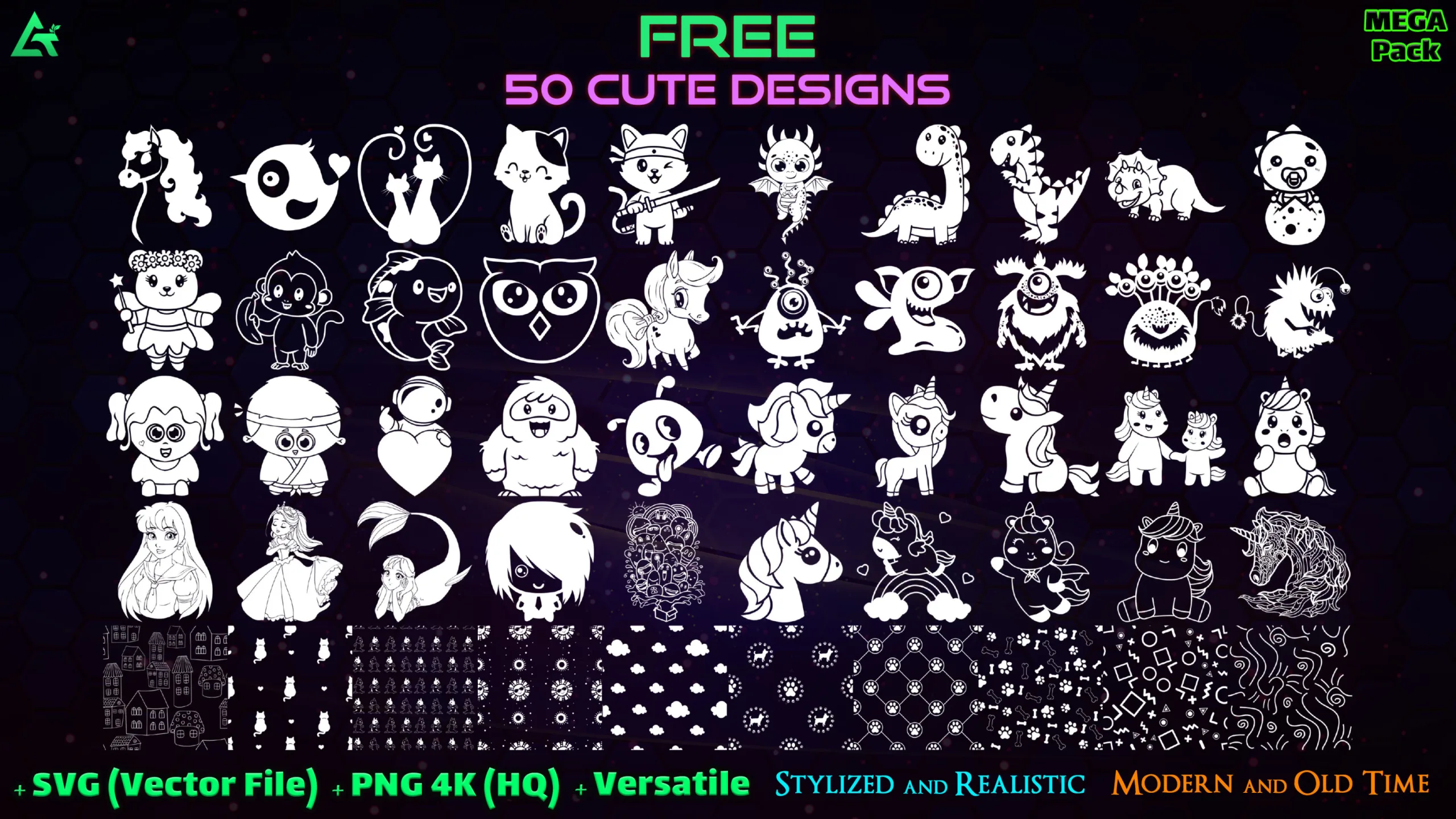 2230 Hand Painted Alpha Cute Designs (MEGA Pack) - Vol 23