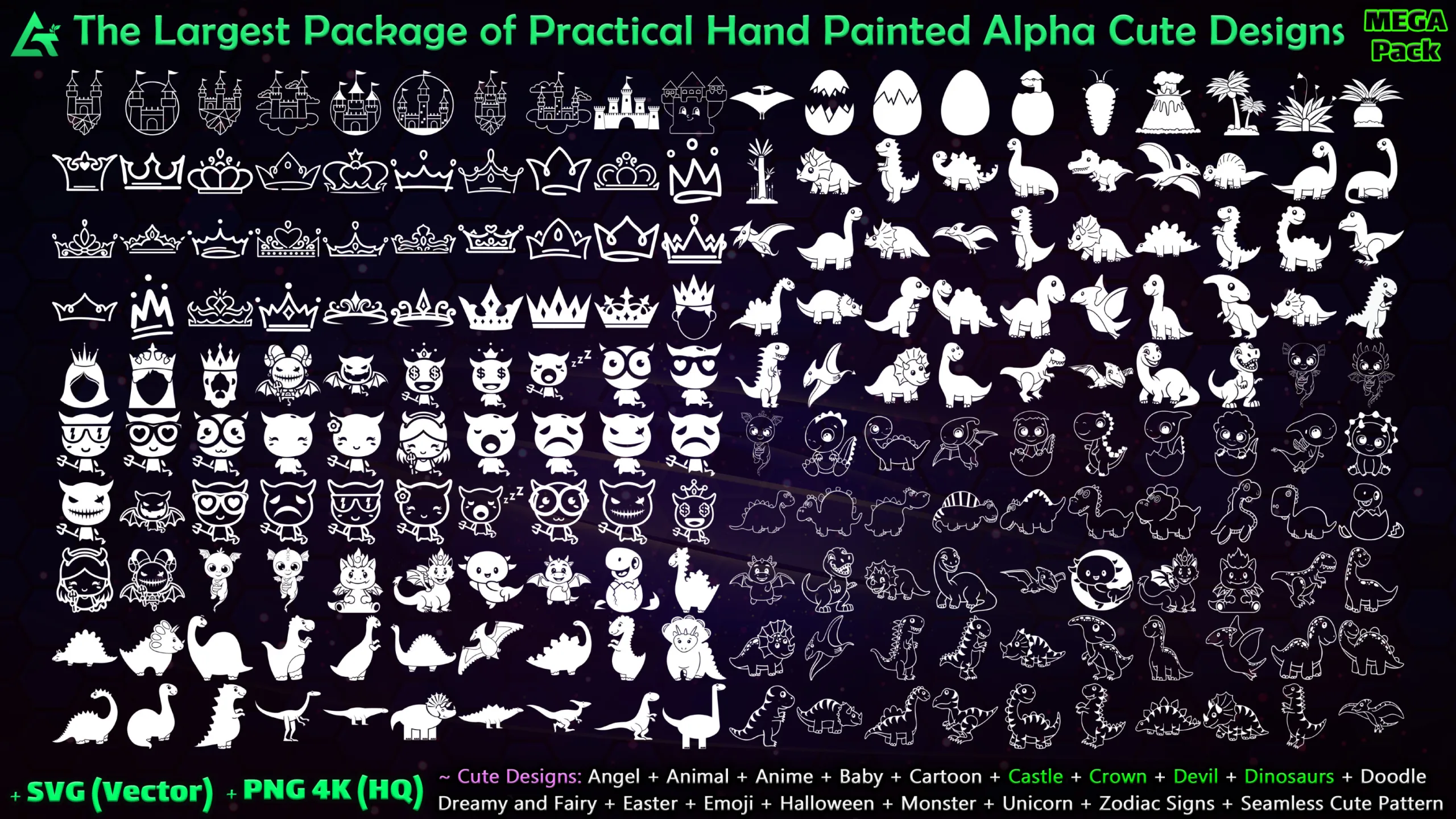 2230 Hand Painted Alpha Cute Designs (MEGA Pack) - Vol 23