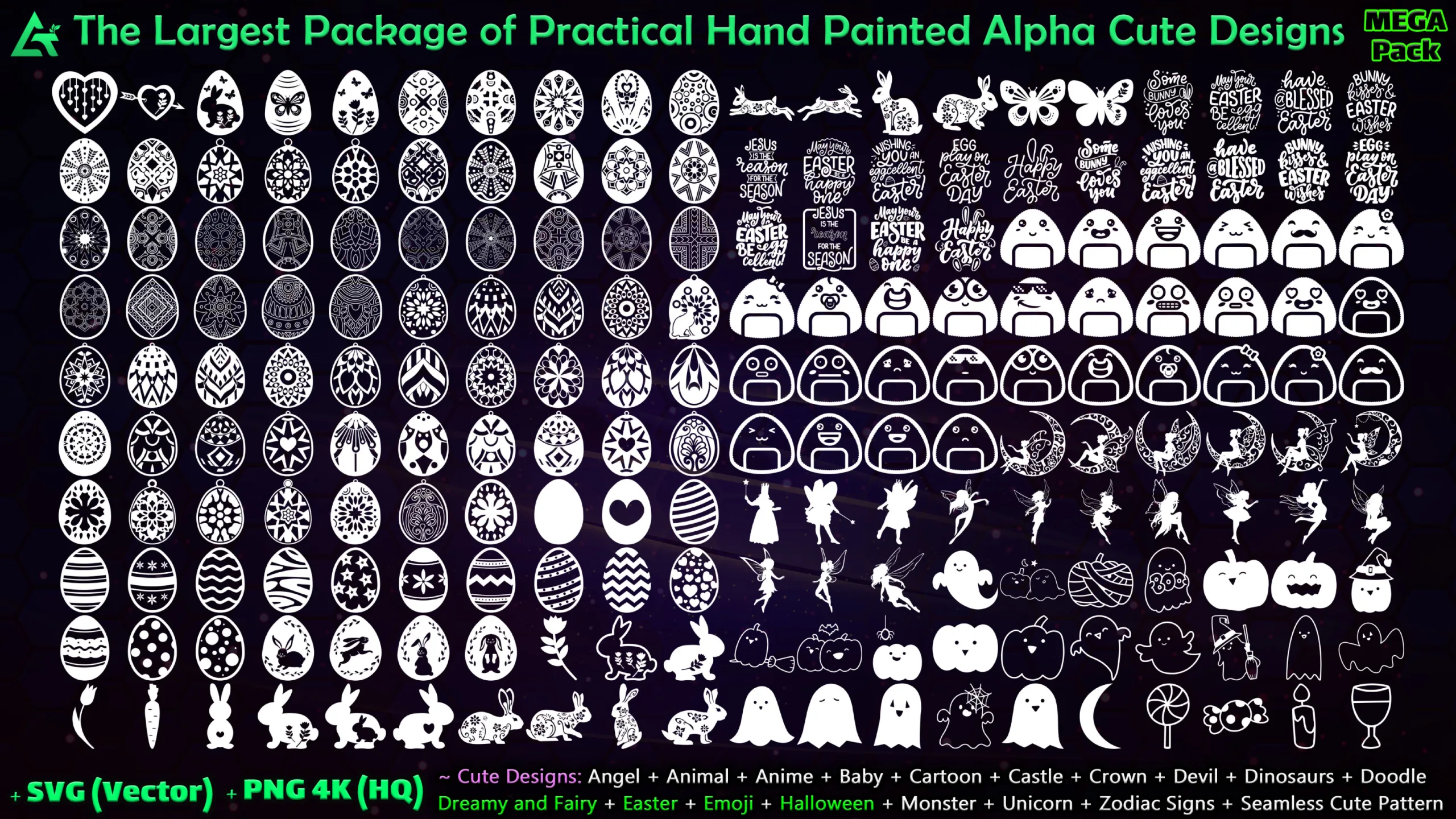 2230 Hand Painted Alpha Cute Designs (MEGA Pack) - Vol 23