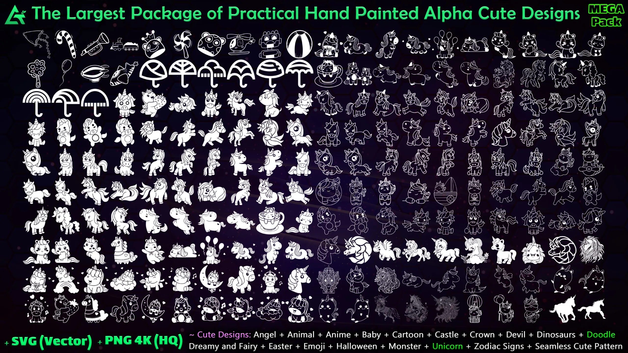 2230 Hand Painted Alpha Cute Designs (MEGA Pack) - Vol 23