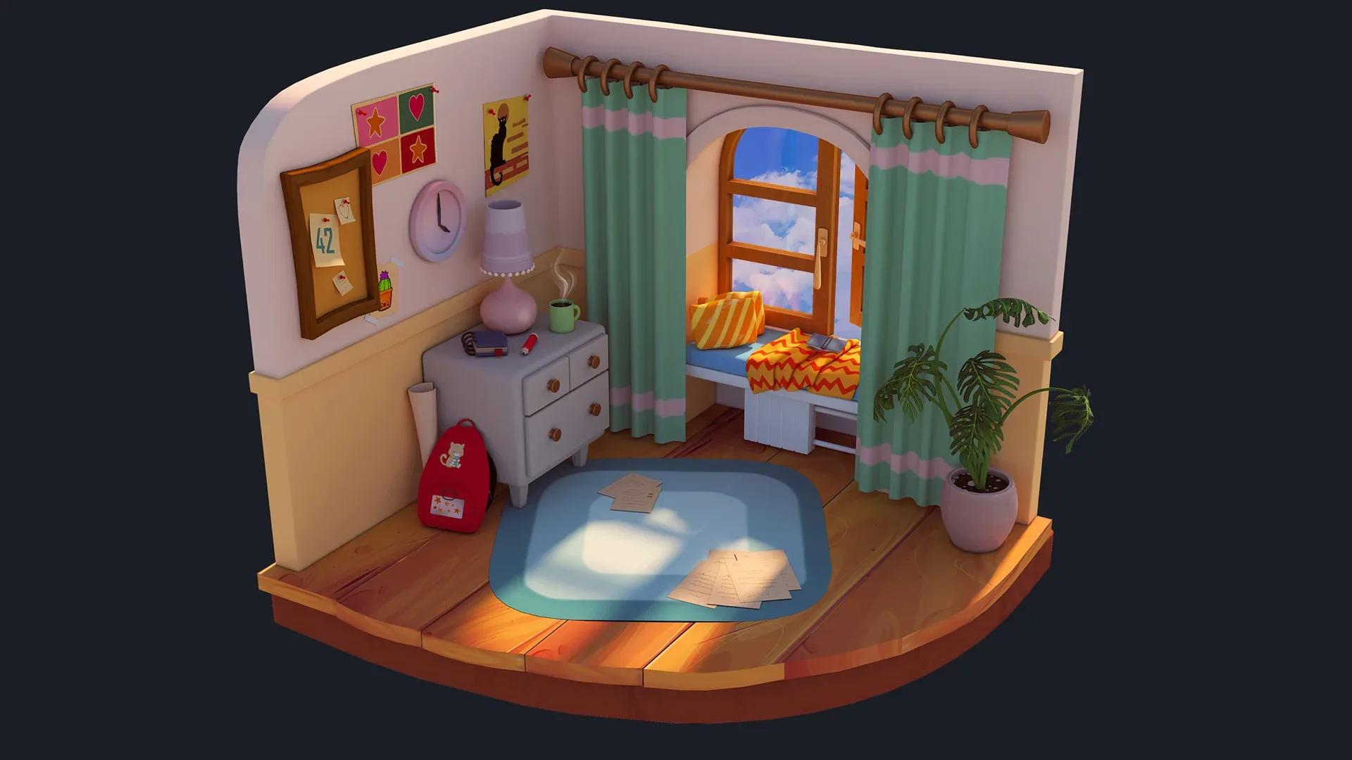 Isometric Teenager's Room