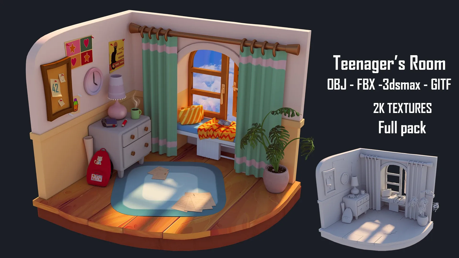 Isometric Teenager's Room