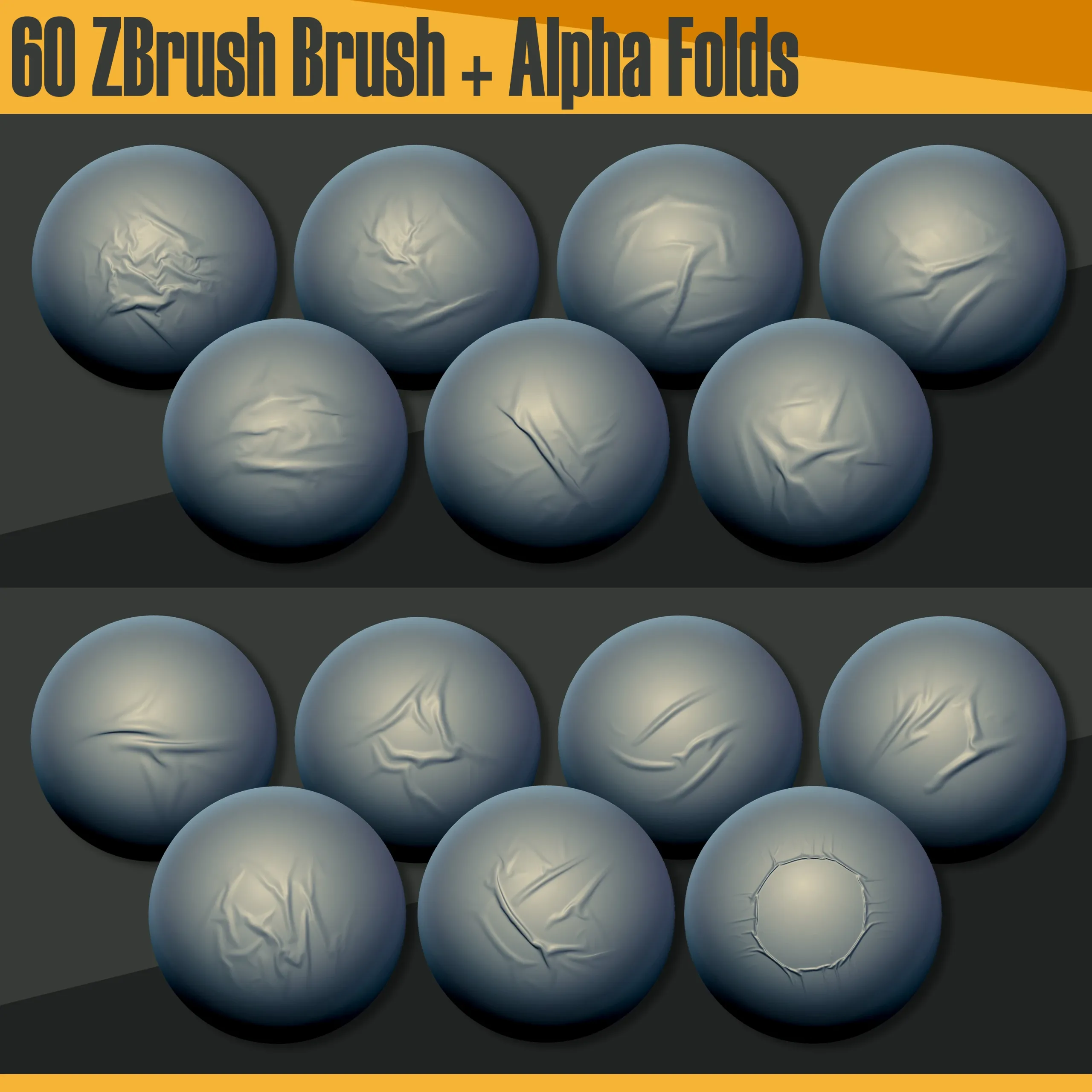 60 ZBrush Brush + Alpha Folds