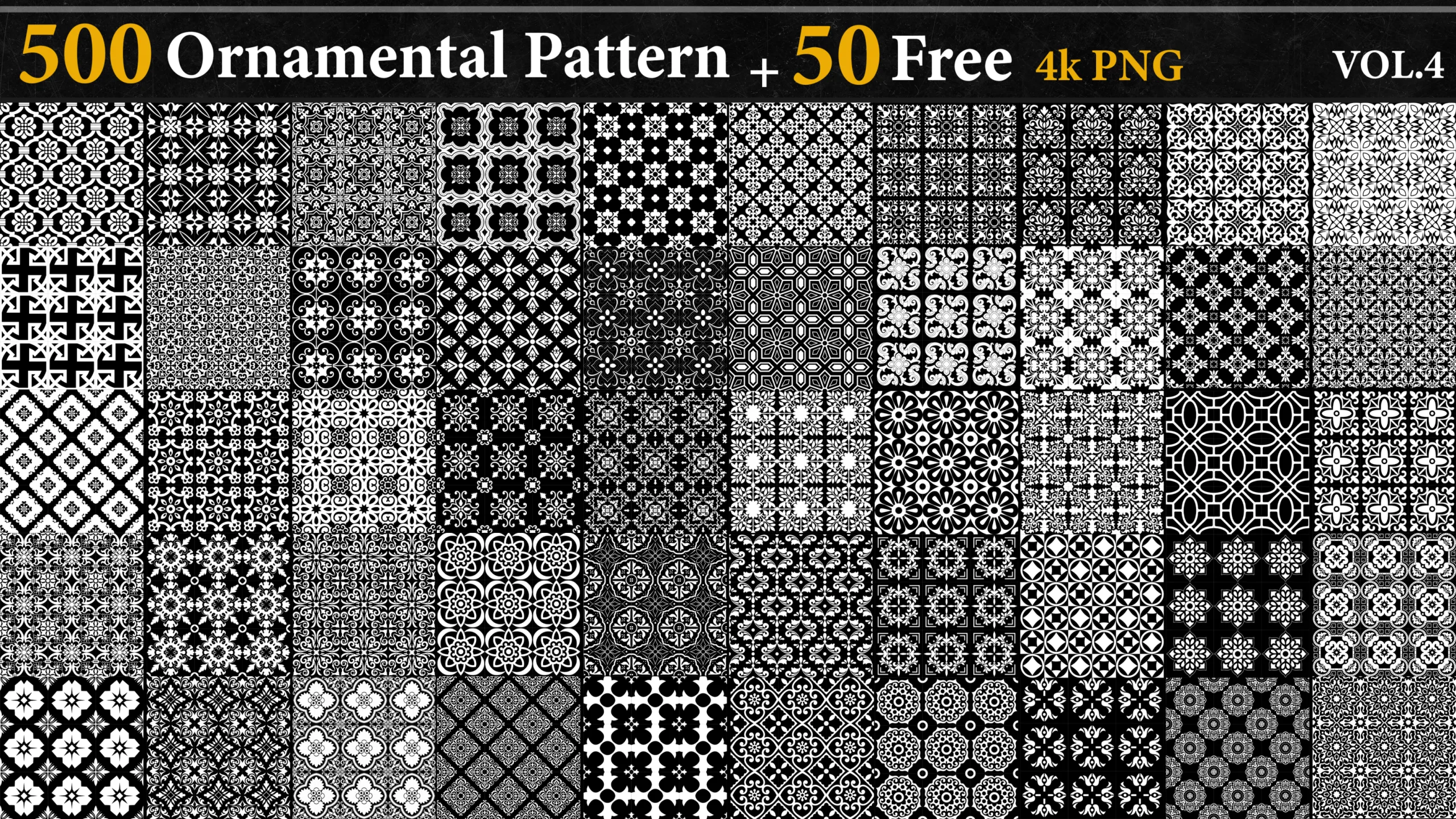 500 Ornamental Alpha Patterns 4k png + 50 FREE Patterns