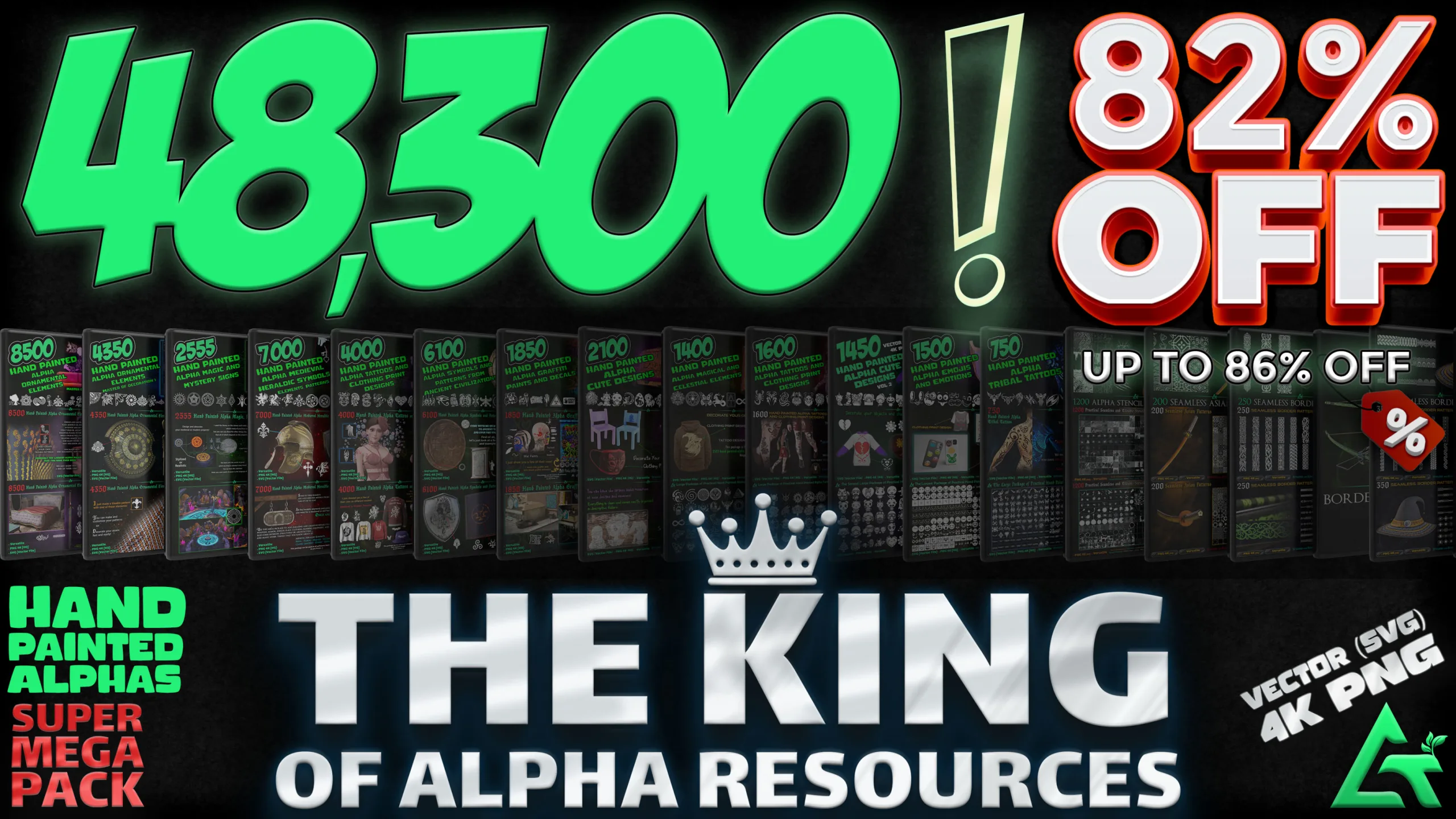 48300 Hand Painted Alpha Designs and Patterns - THE KING OF ALPHA RESOURCES - SUPER MEGA PACKAGE - The Largest Package You Have Ever Seen!