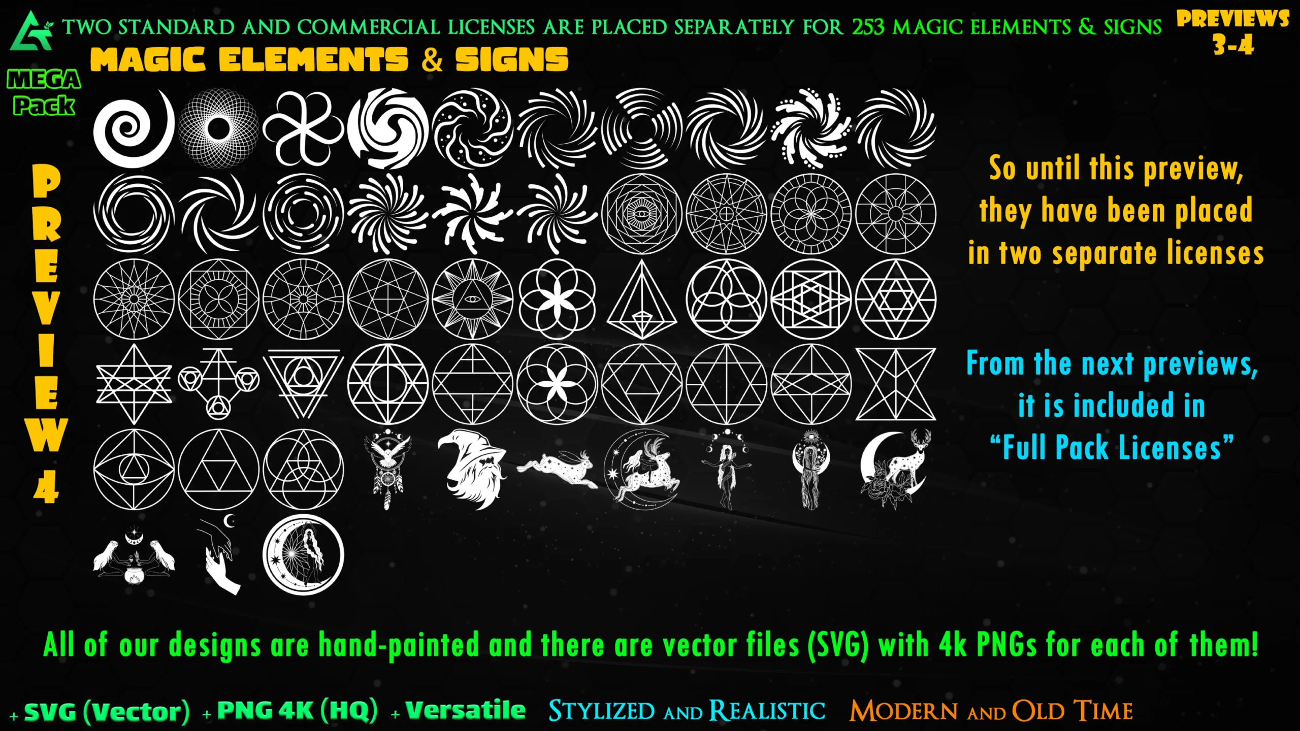 1400 Hand Painted Alpha Magical & Celestial Signs and Elements (MEGA Pack) - Vol 24