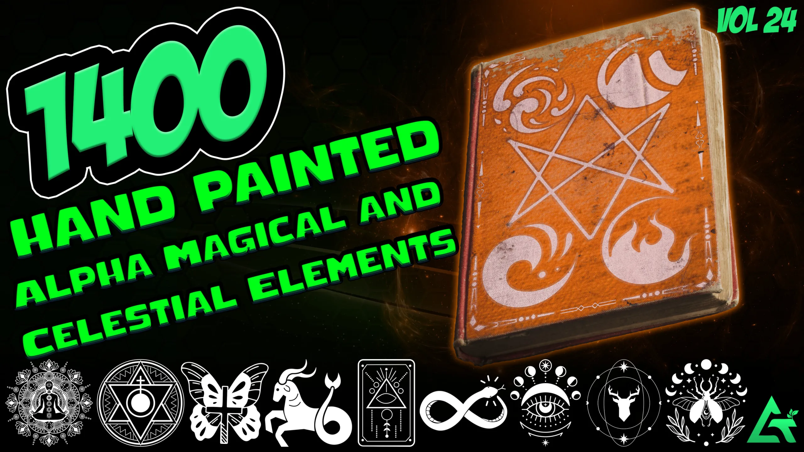 1400 Hand Painted Alpha Magical & Celestial Signs and Elements (MEGA Pack) - Vol 24